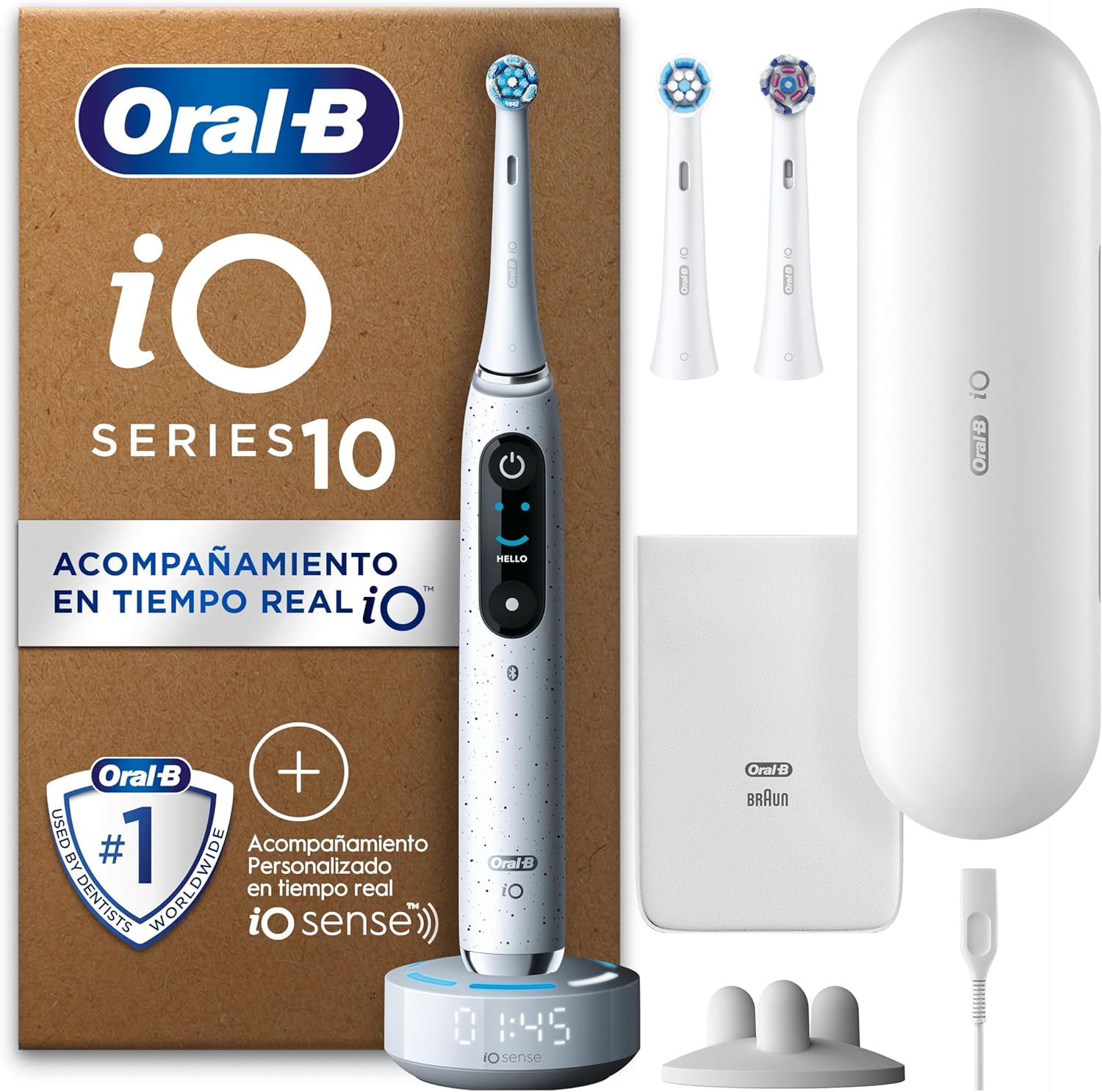 Oral-B iO 10 Electric Toothbrush with Rechargeable Handle, 3 Replacement Heads and Travel Case with Charger, Designed by Braun, Original Gifts for Women and Men - Black