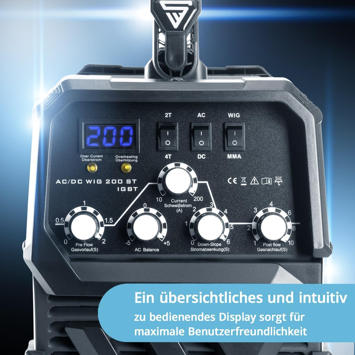 STAHLWERK welding machine 2 in 1 combo fully equipped AC/DC TIG 200 ST – TIG & MMA welding is possible up to 200 A, IGBT inverter, HF ignition, smart cooling, ideal for aluminum & steel