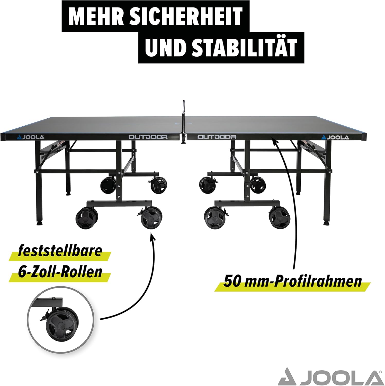 JOOLA Outdoor Table Tennis Table - Professional Table Tennis Table 6 mm Aluminium Composite Surface - Weatherproof Foldable - Includes Net