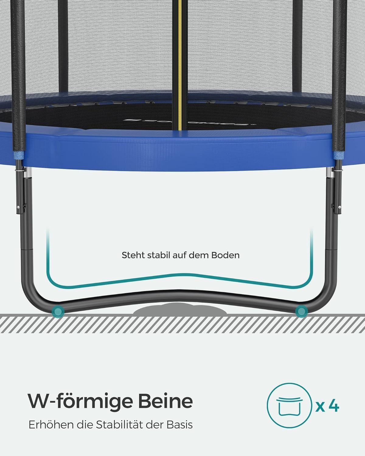 SONGMICS Outdoor Trampoline Ø 244 cm, Round Garden Trampoline with Safety Net and Ladder, Edge Cover, Padded Frame, for Children