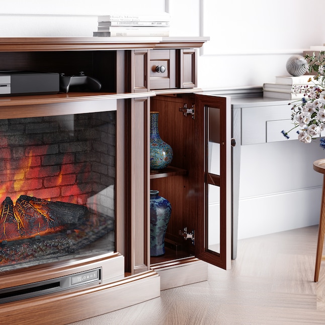 68-in W Mahogany Infrared Quartz Electric Fireplace