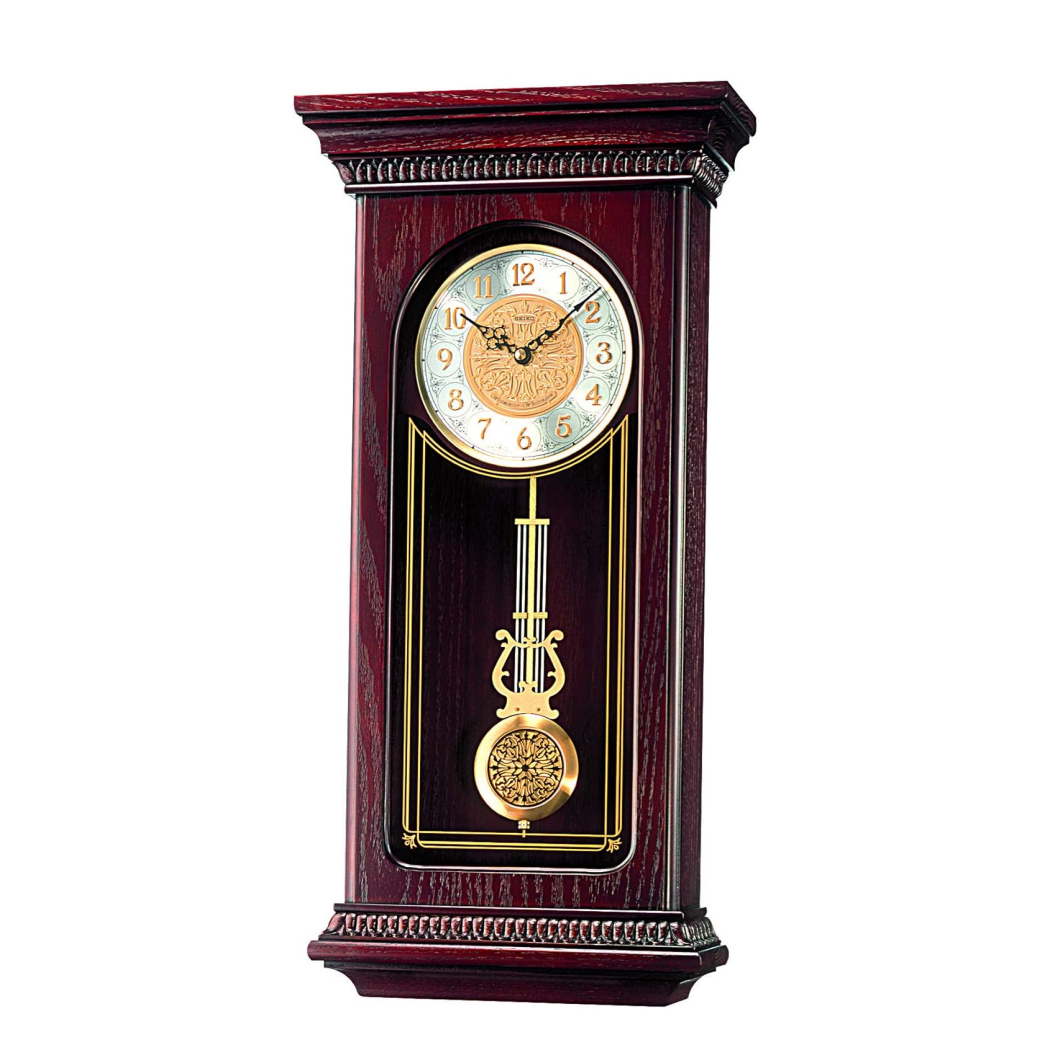Seiko Mahogany Wall Clock with Pendulum and Chime