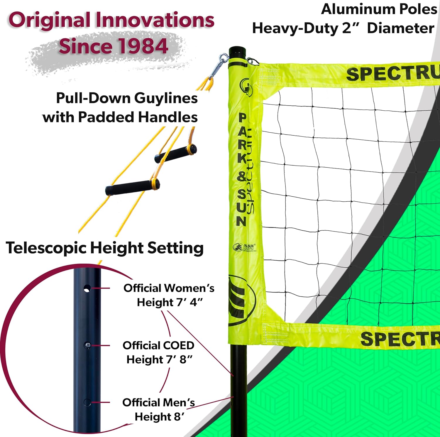 Park & Sun Sports Spectrum Classic: Adjustable Professional Outdoor Volleyball Net System