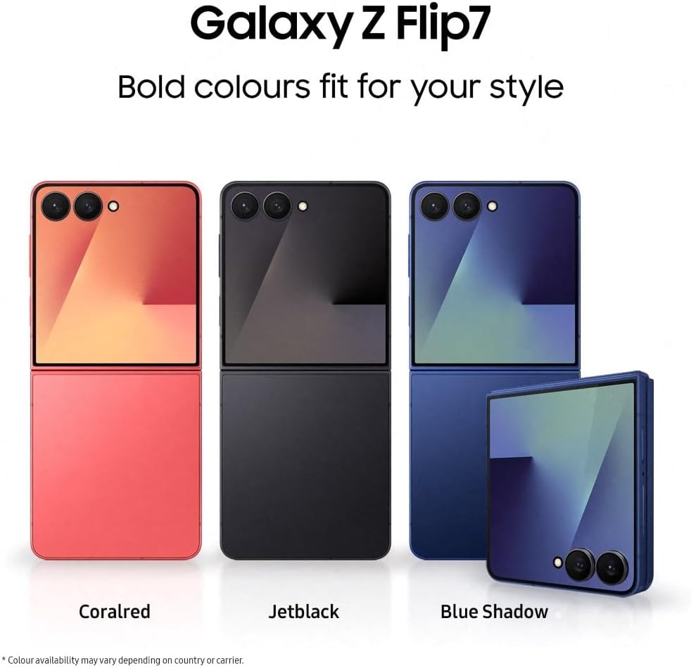 Samsung Galaxy Z Flip7 AI Phone, Thin & Light Foldable Design, Large Cover Screen, 50MP Camera, 512GB Storage, 12GB Memory, 4300mAh Battery, Coralred, 3 Year Samsung Extended Warranty