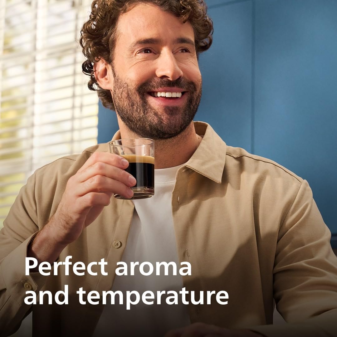 Philips 5500 Series Fully Automatic Espresso Machine – 20 Hot & Iced Coffees, Quick-to-Clean LatteGo Milk System, 40% quieter with SilentBrew, Less waiting with QuickStart, Black, Silver (EP5546/70)