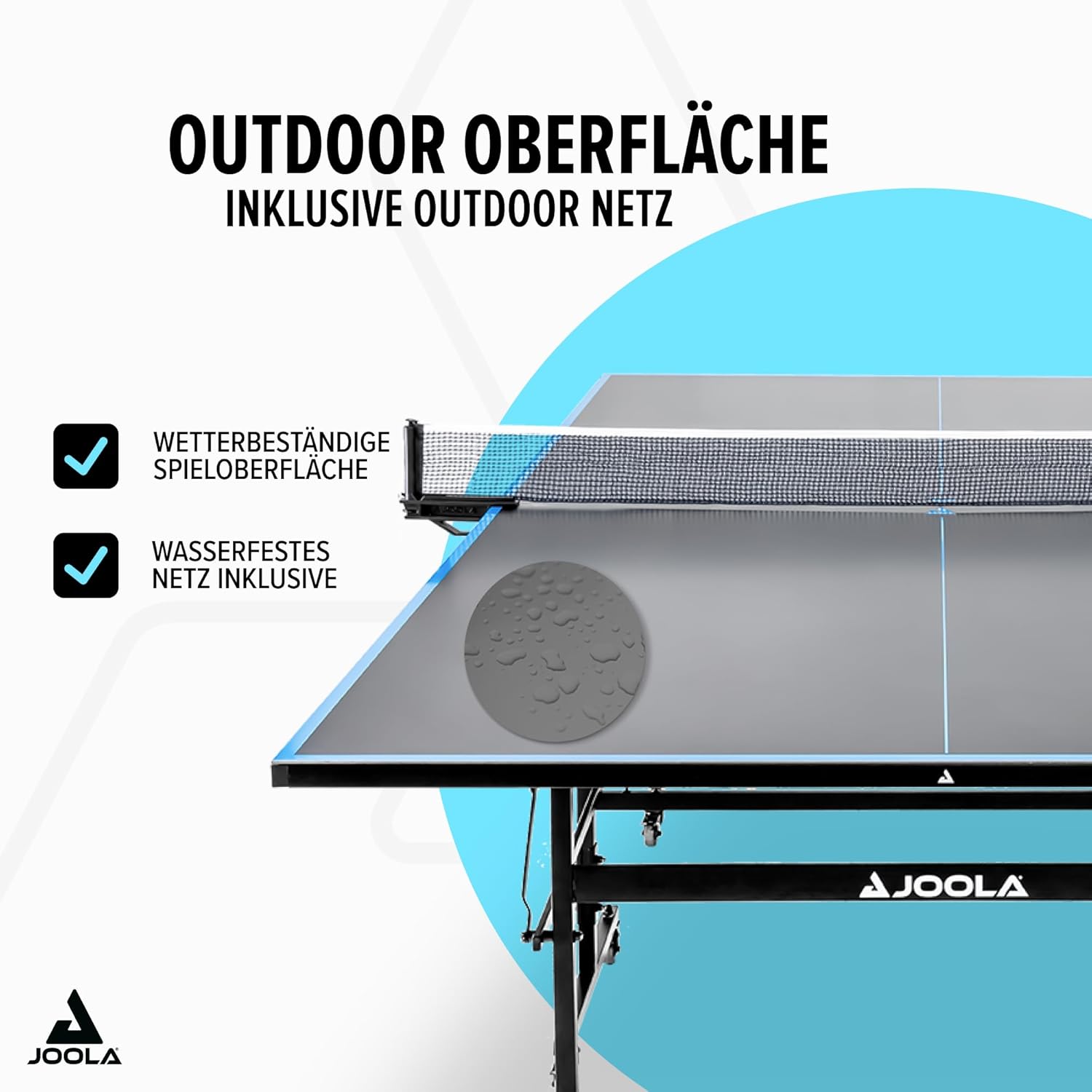 JOOLA Outdoor Table Tennis Table - Professional Table Tennis Table 6 mm Aluminium Composite Surface - Weatherproof Foldable - Includes Net
