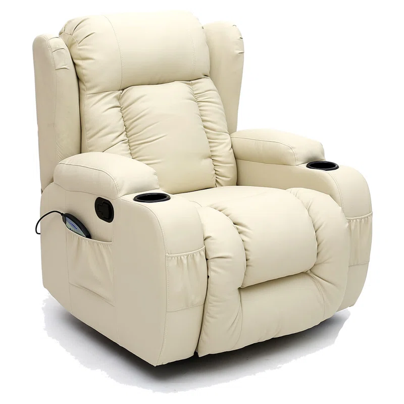 Bonded Leather Electric Recliner with Massager and Heating