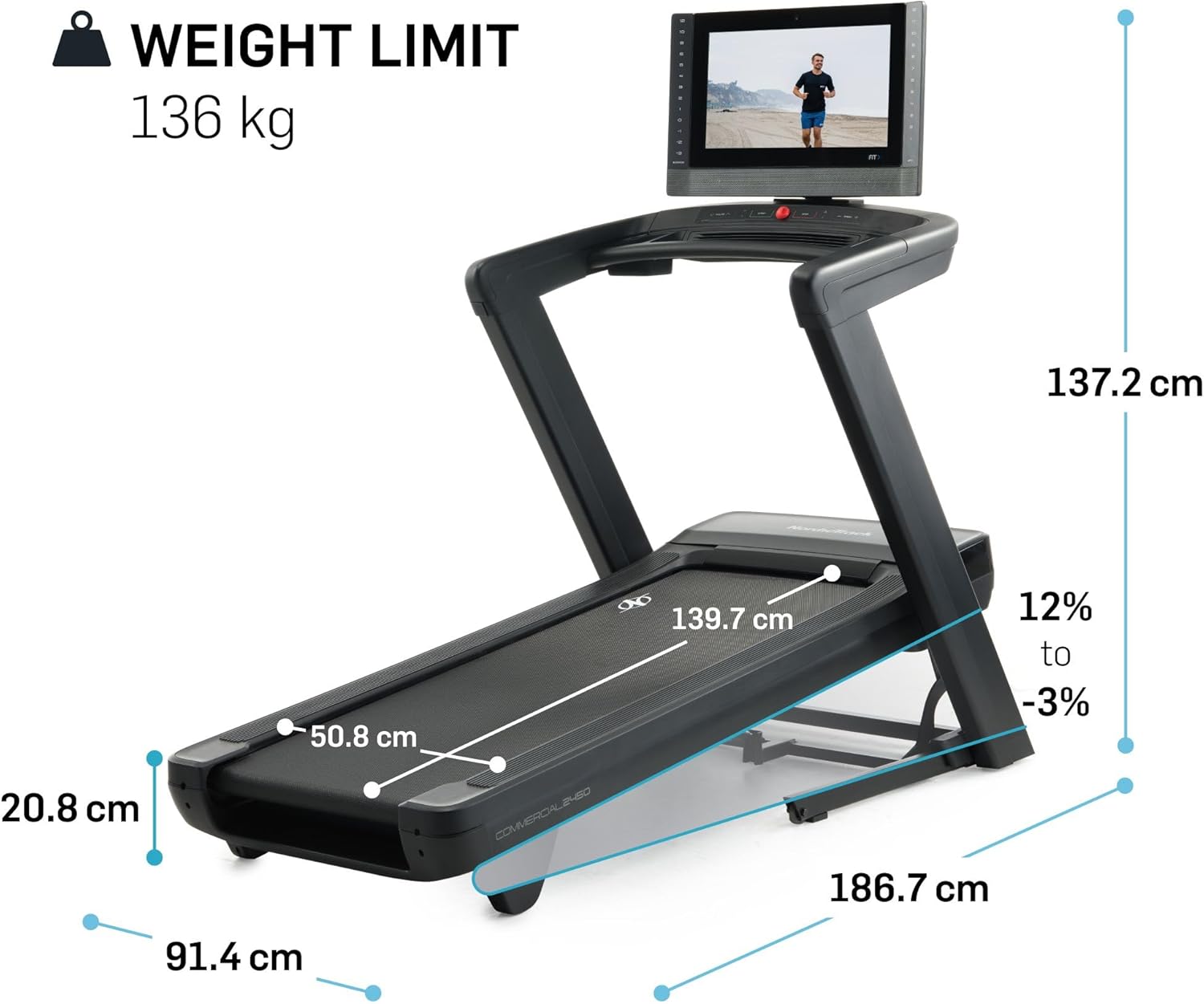 NordicTrack Commercial Series 1250, 1750, 2450: Expertly Engineered Foldable Treadmill, Treadmills for Home Use, Walking Treadmill with Incline, Superior Interactive Training Experience