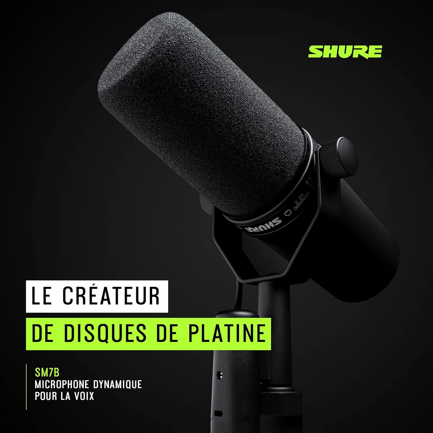 Shure SM7B Microphone Dynamique Cardioïde, Son Doux et Chaleureux pour Le Broadcast, Le Podcast ou L’Enregistrement