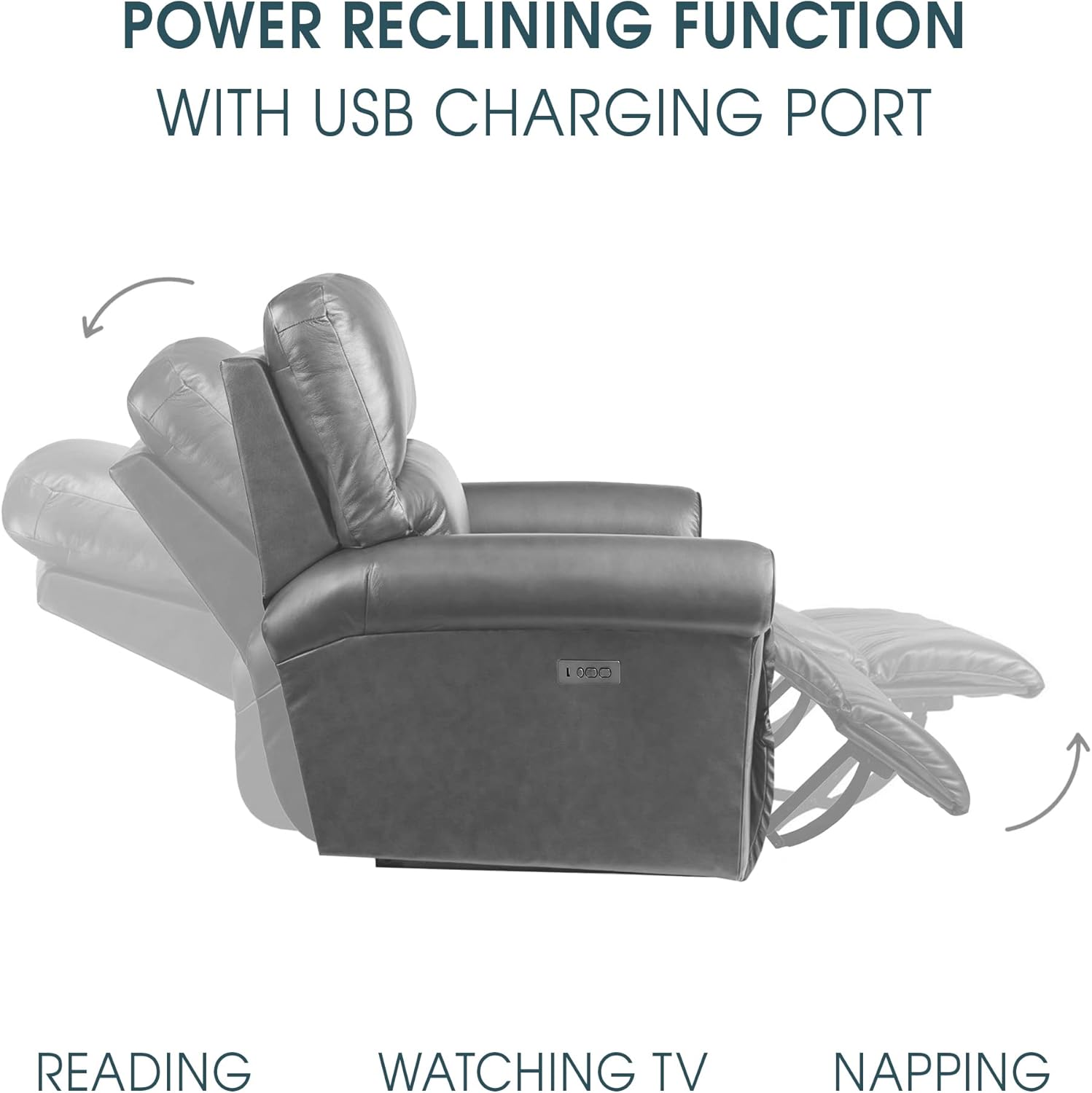 Armen Living Dual Power Headrest and Lumbar Support Recliner Chair with USB Charging Ports