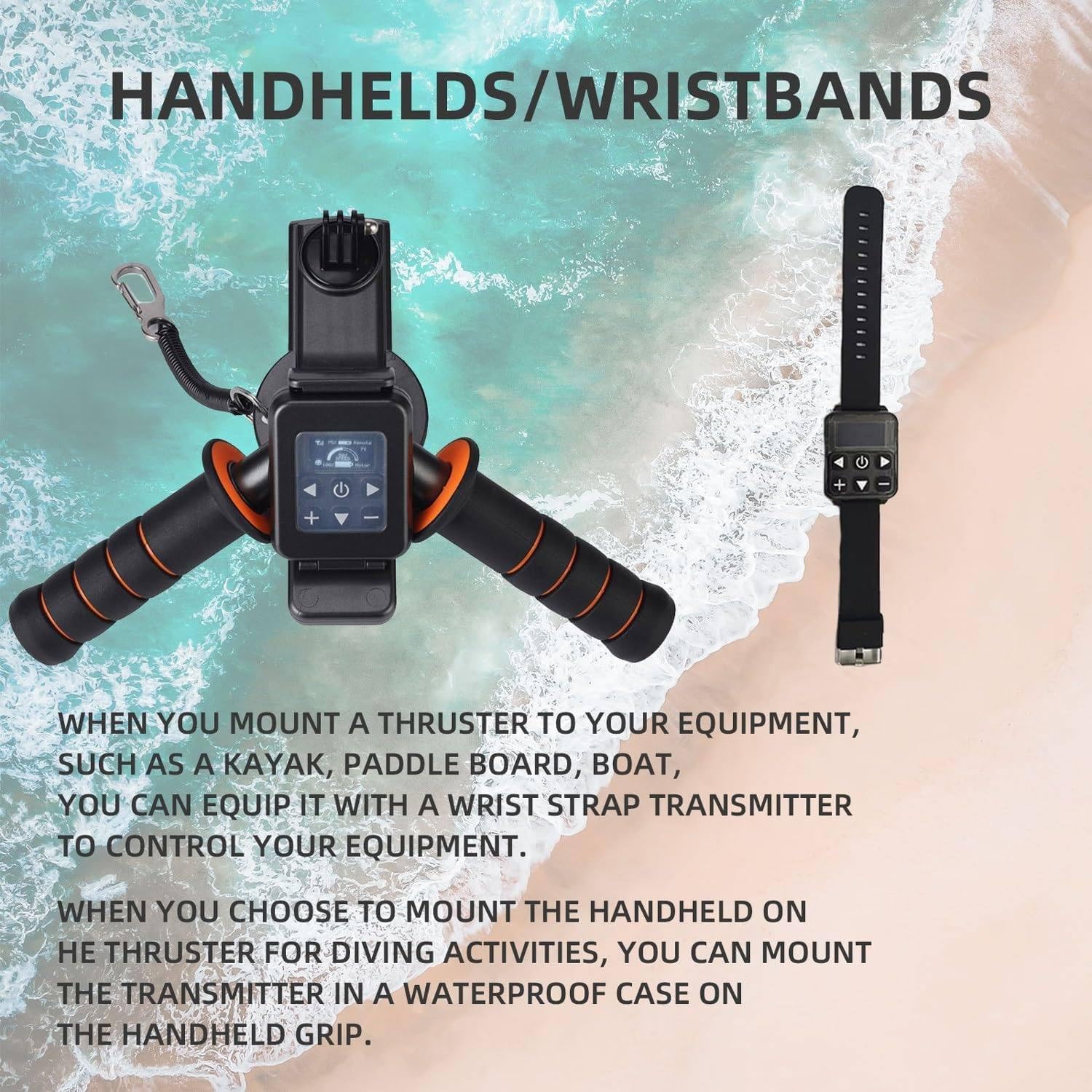 XDLYWUZIQ Portable Kayak Booster, 130mins Brushless Underwater Thruster Set, 10km/h Electric Underwater Sea Scooter, Diving Scooter for Kayaks/Inflatable Boats