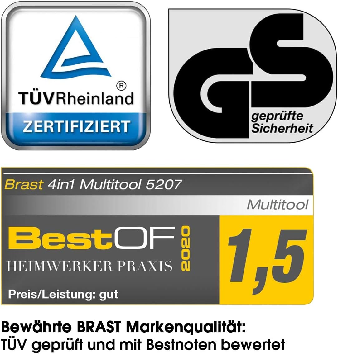 BRAST Petrol Multitool 3.0 HP 6-in-1 Brush Cutter, Hedge Trimmer, Pole Pruner, Weed Remover, Lawn Trimmer, Pruning Saw, Brush Cutter, 52 cm³, TÜV Tested