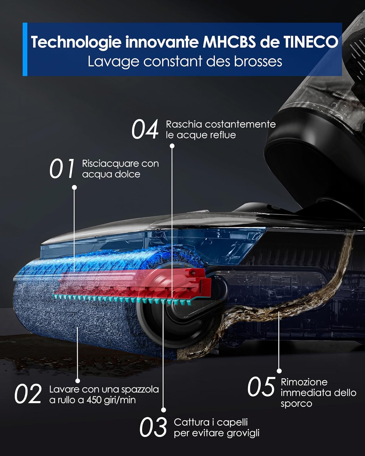 Tineco Floor One S7 Stretch Ultra Lavapavimenti aspirapolvere Senza Fili, ad Umido e a Secco, Design reclinabile a 180°Zero grovigli, 50 Minuti di autonomia, Auto-Pulizia FlashDry a 85°C