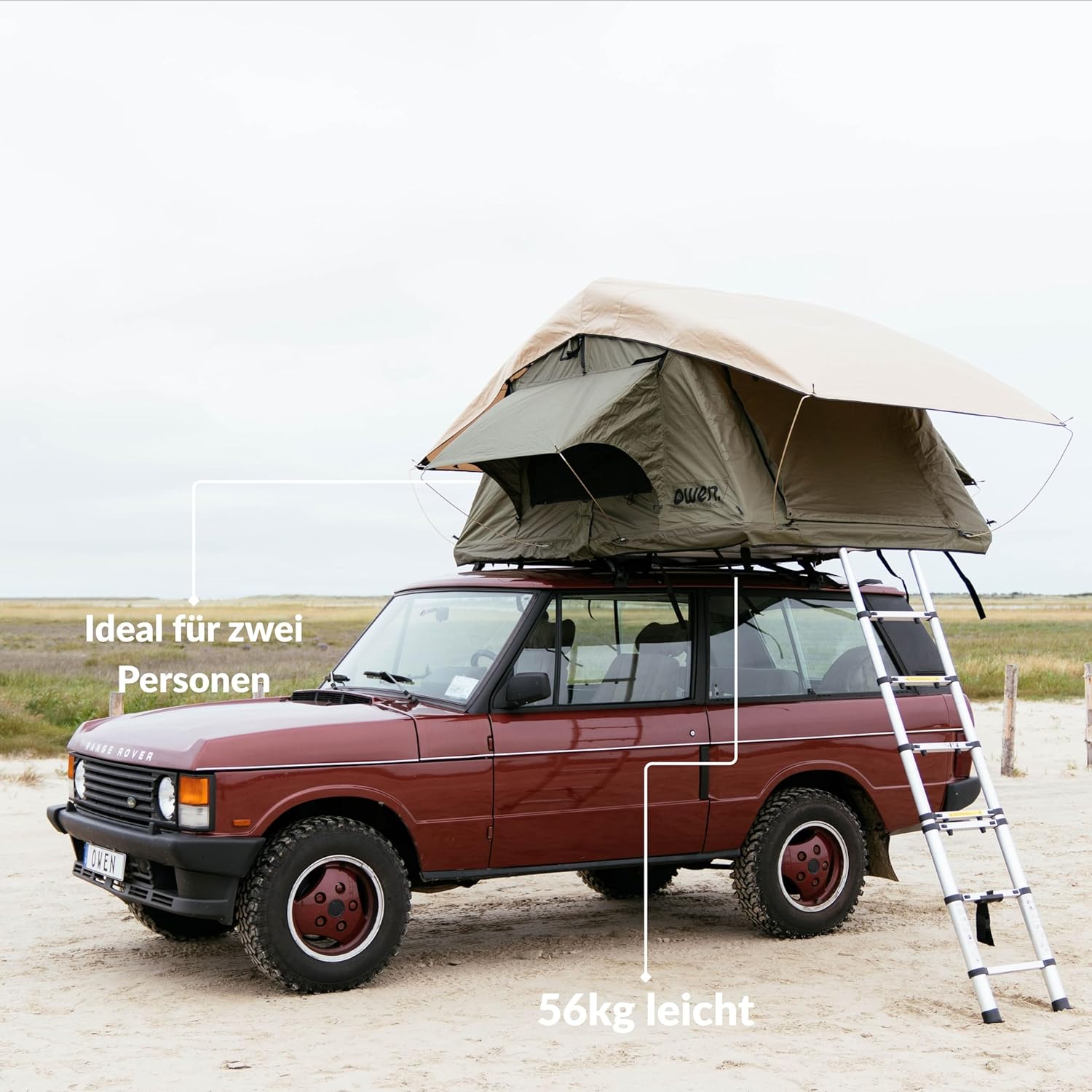 Owen Roof Tent Two Olive Green | Car Roof Tent for 2 People | High Quality & Weatherproof | Camping Tent for Cars and Minivans
