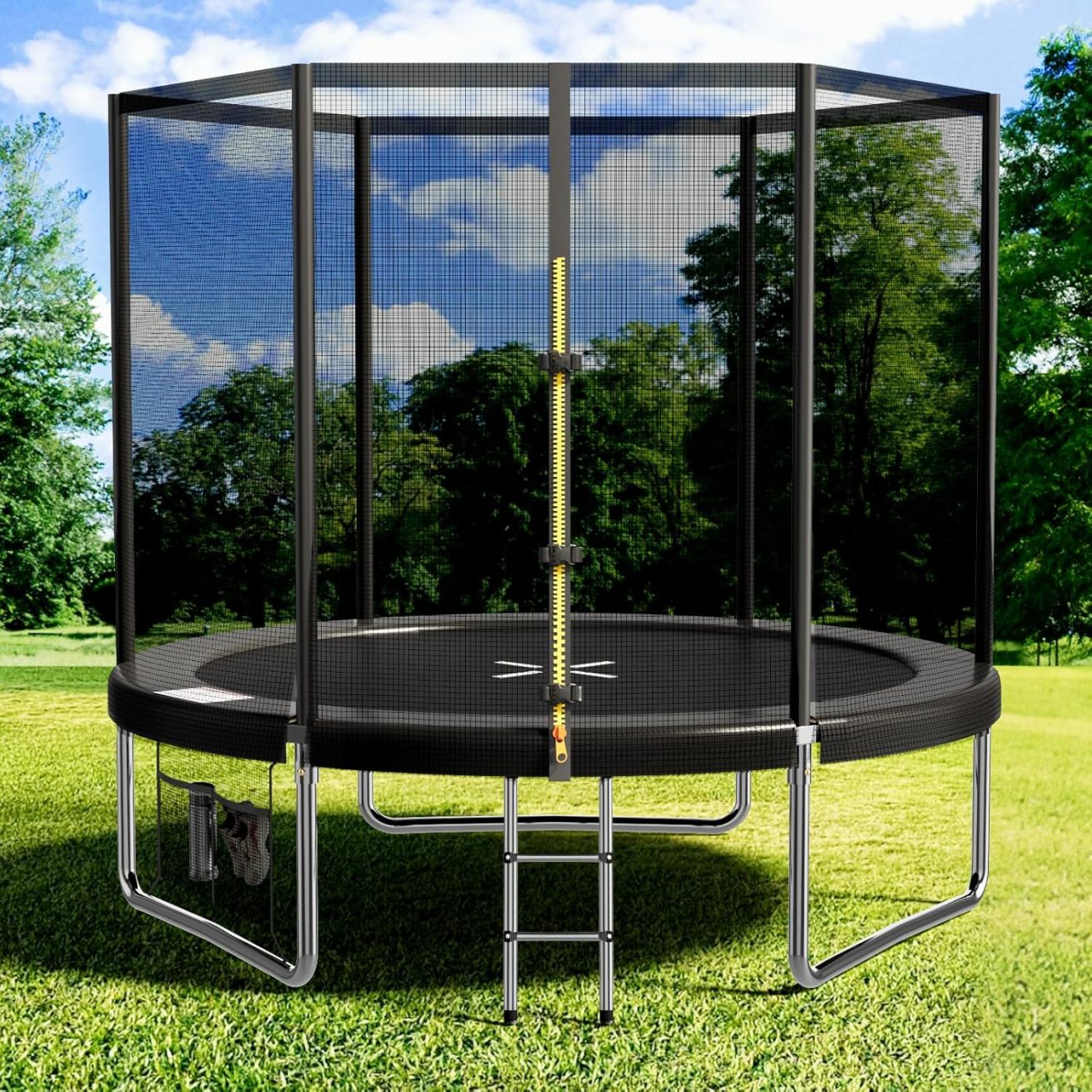Devoko trampoline outdoor Ø 228 cm indoor trampoline children's garden trampoline, complete set with shoe net, ladder, edge cover, safety net, load capacity 150 kg