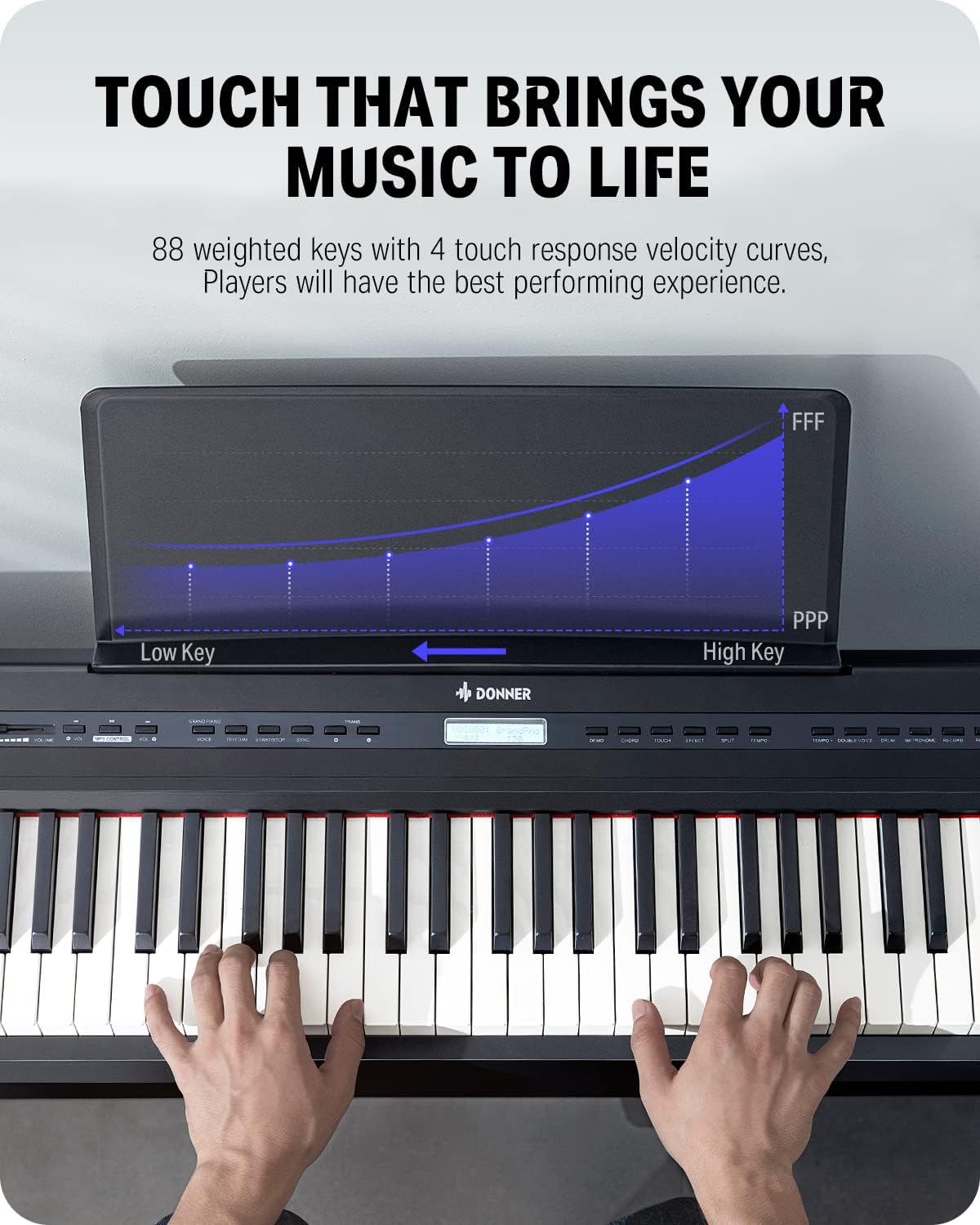E Piano 88 Keys, Donner DEP-20S Digital Piano Keyboard 88 Keys Hammer Mechanism Weighted Beginner Electric Piano with Pedal and Piano Stand