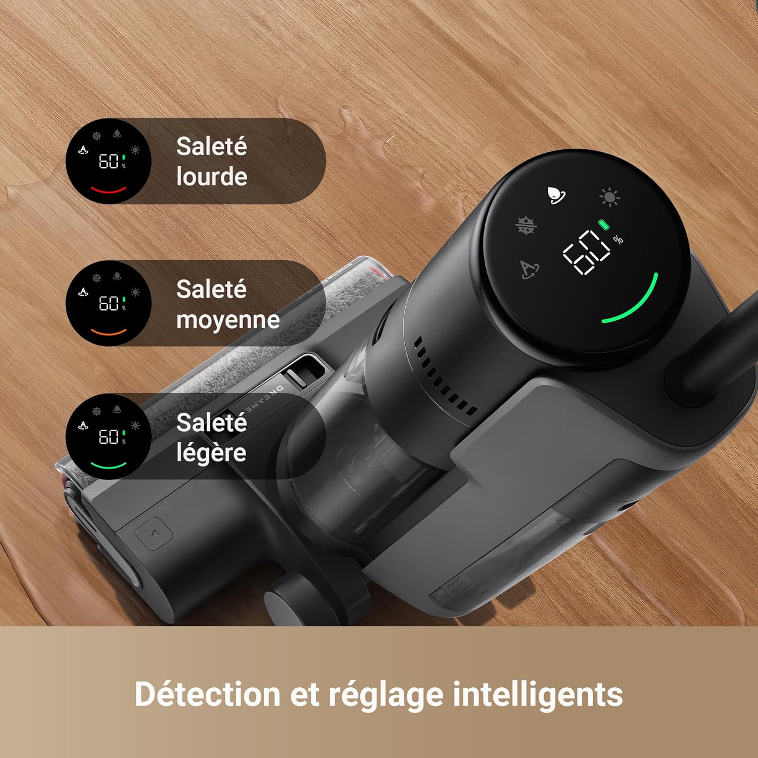 dreame H12 Pro Ultra Wet and Dry Vacuum Cleaner, 60°C Wash, 30 Min Dry, Auto Double Rotating Cleaning with Heavy Duty Scraper, 16 kPa Suction, 2 Edge Brush, Intelligent Detection