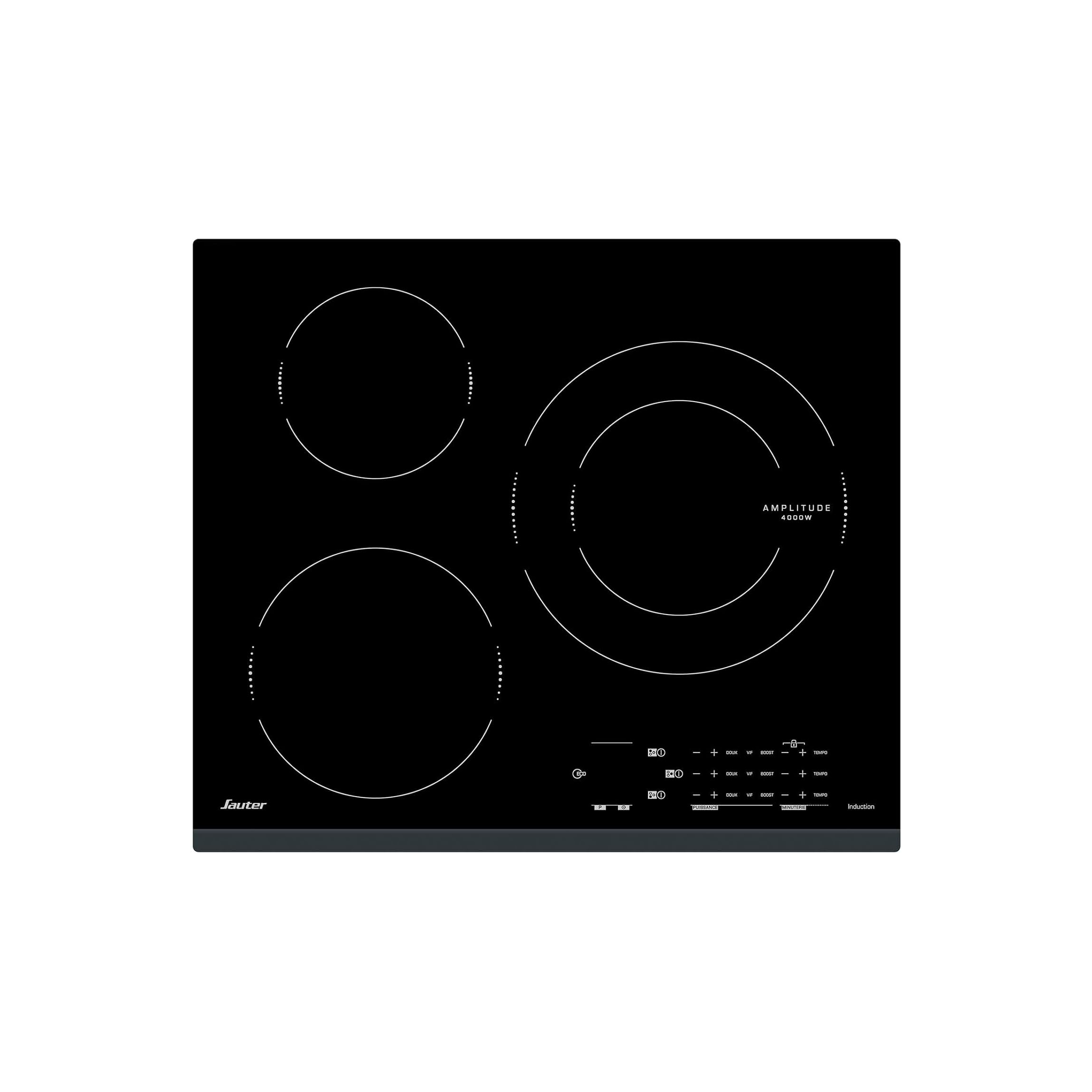 Sauter - SPI4360B - Plaque Induction - Table de Cuisson Encastrable - Noir - 3 Foyers - 7200W - Dimensions Encastrement : 56x49cm - Grand Foyer 28 cm et 14 Positions Cuissons - Fabriqué en France