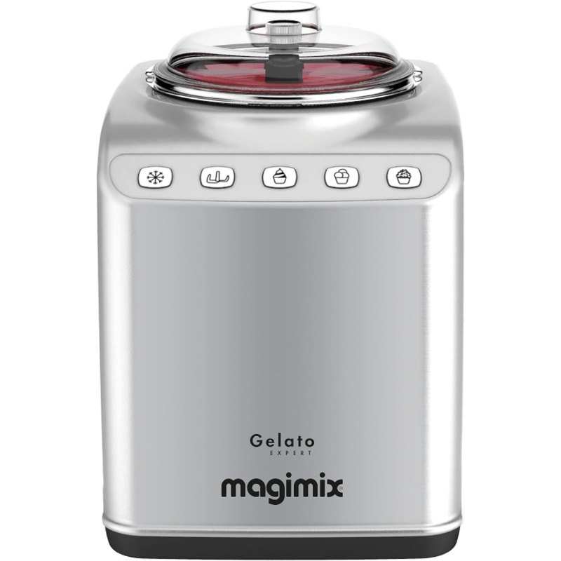Magimix Gelato Expert | Frozen Dessert Maker with Built In Compressor | 2 x 2 L bowls | Makes Ice Cream, Gelato, Granita, Frozen Yoghurt, Sorbets | Satin, 11680