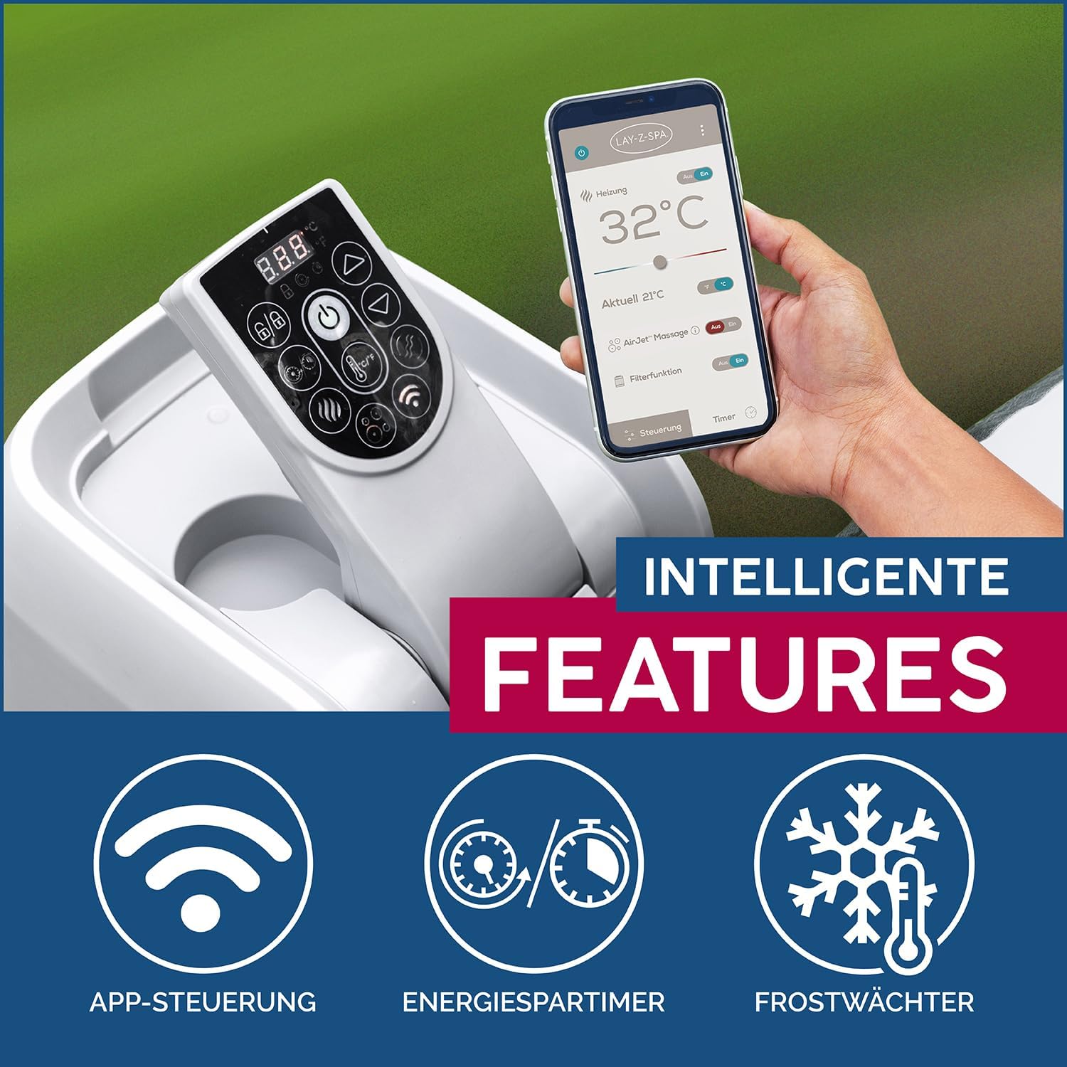 Bestway® LAY-Z-SPA XXL WLAN Whirlpool Mauritius AirJet 270 x 180 x 71 cm Oval