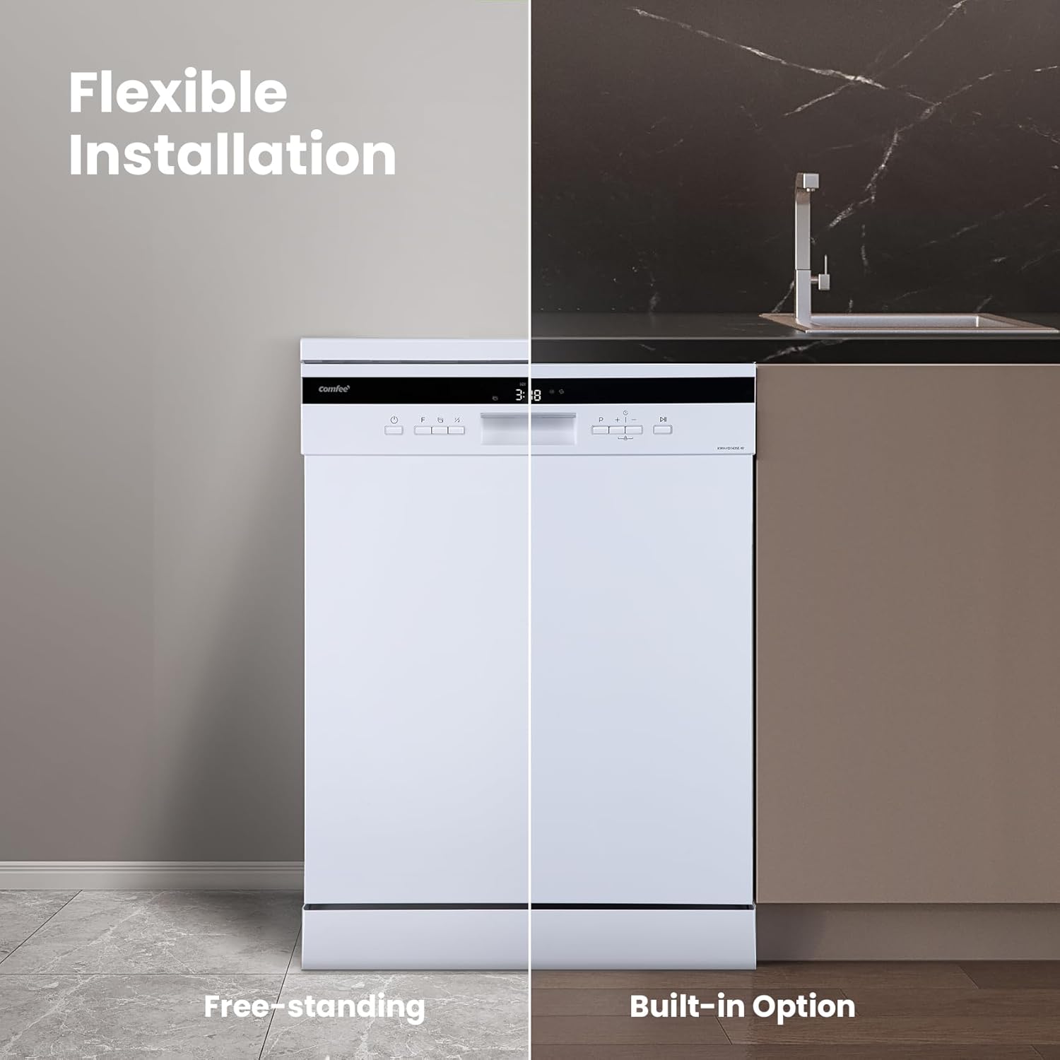 COMFEE' Freestanding Dishwasher FD1435E-W with 14 place settings
