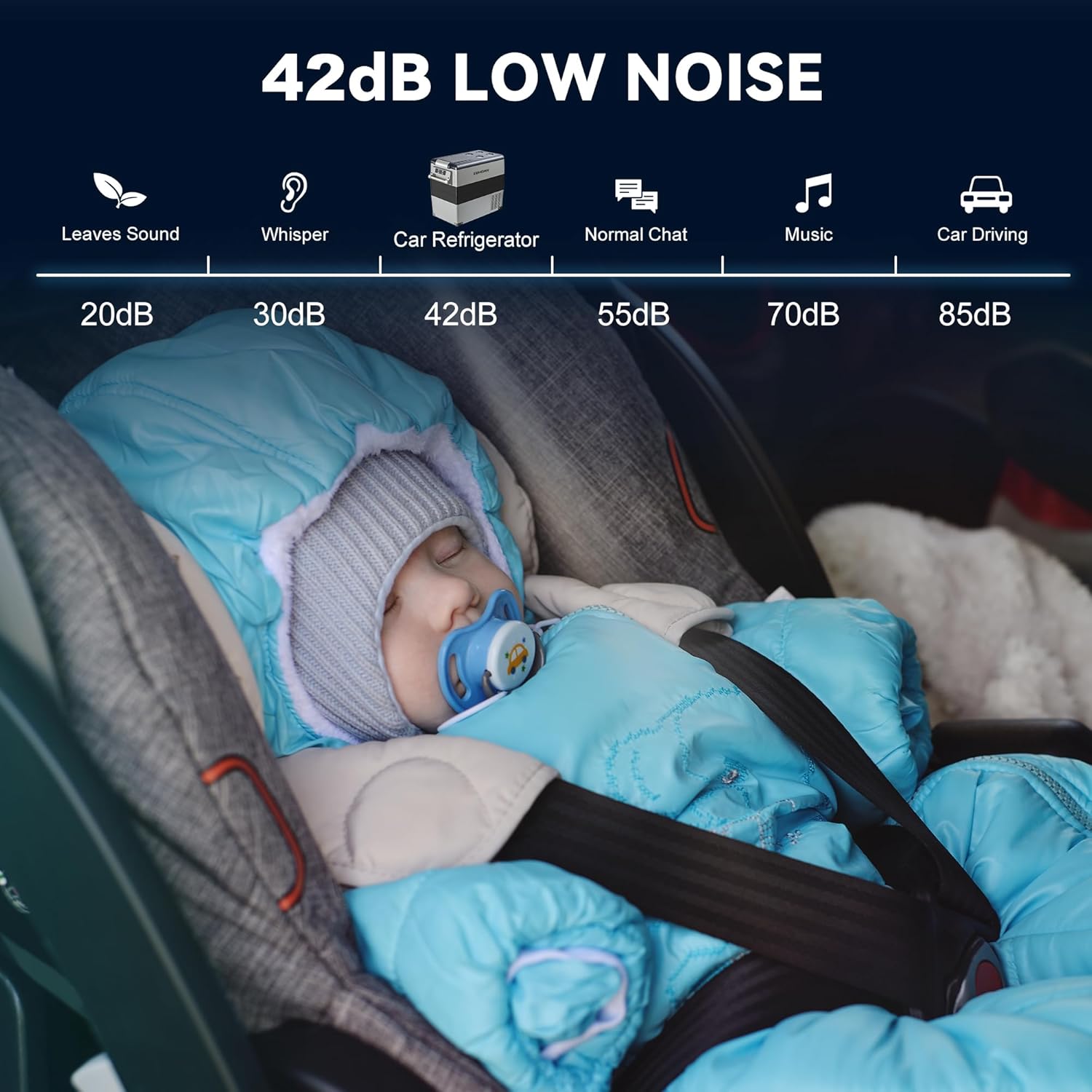 EUHOMY 45L Car Fridge Freezer 12V, Portable Camping Fridge Freezer Car Refrigerators with APP Control, Compressor Fridge with 12/24V DC & 110-240V AC for Camping, RV, Road Trip, Picnic(Gray) [Energy Class B]