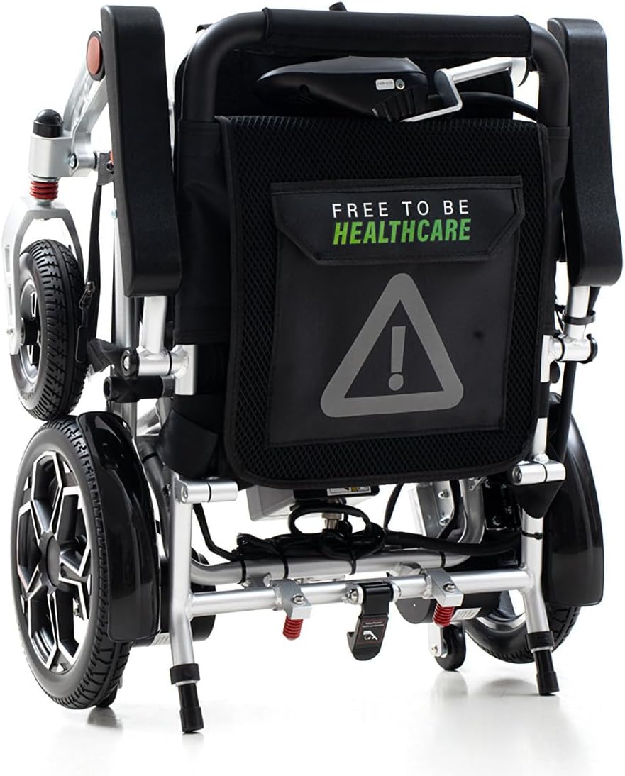 Ultra Lightweight Electric Wheelchair Folding Compact Aluminium Powerchair 20kg Travel Transit Supplied by Free To Be Mobility Equipment Silver