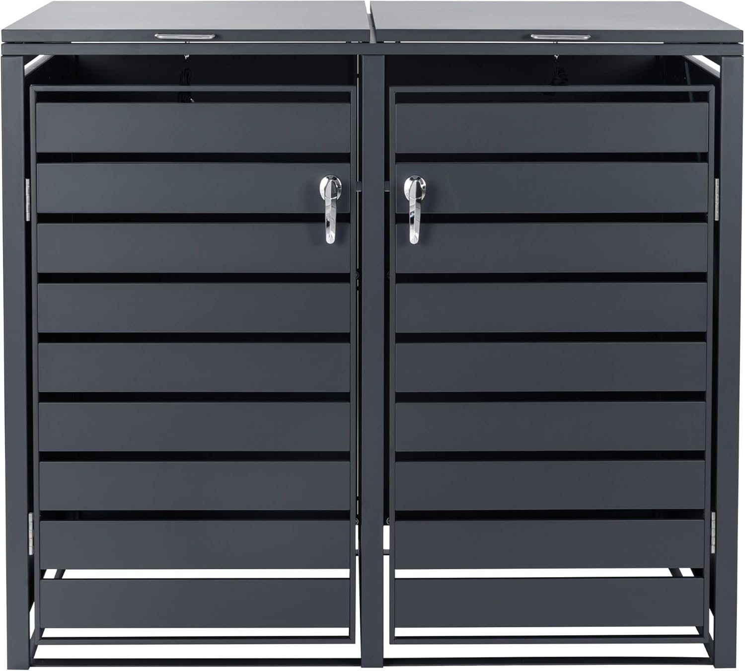 Zelsius Wheelie Bin Box, 4 Bins, 120-240 Litres, Anthracite RAL 7016, Includes Extension Option, Storage Box for Wheelie Bins, 4 Wheelie Bin Boxes