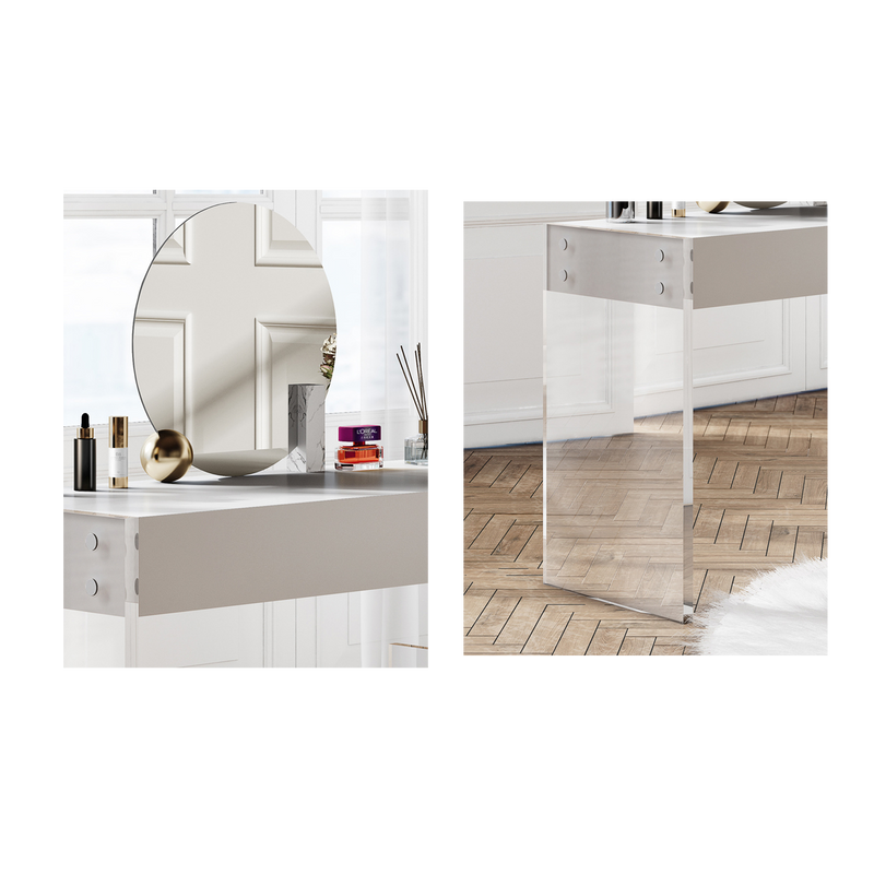 Bella Acrylic Dressing Table with LED Vanity Mirror Modern Style
