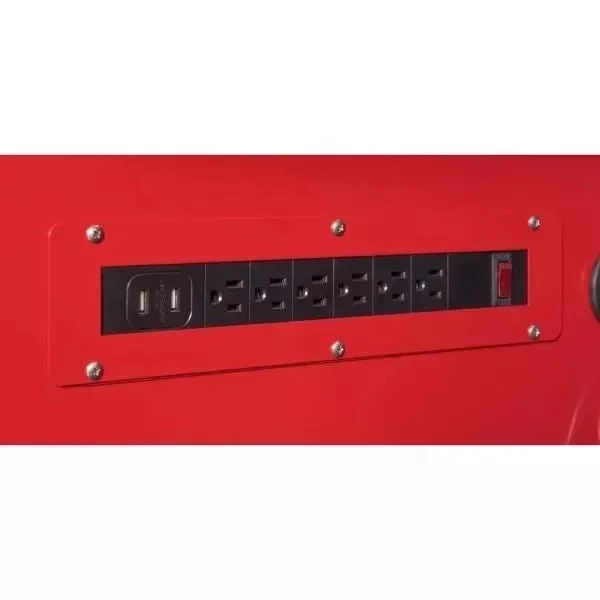 52 inches. 24 inches wide. D 9 drawer bright red mobile workbench