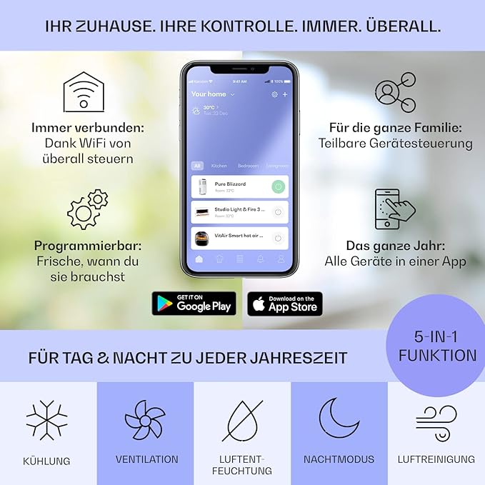 Klarstein portable air conditioner with exhaust pipe, 5-in-1 air conditioner
