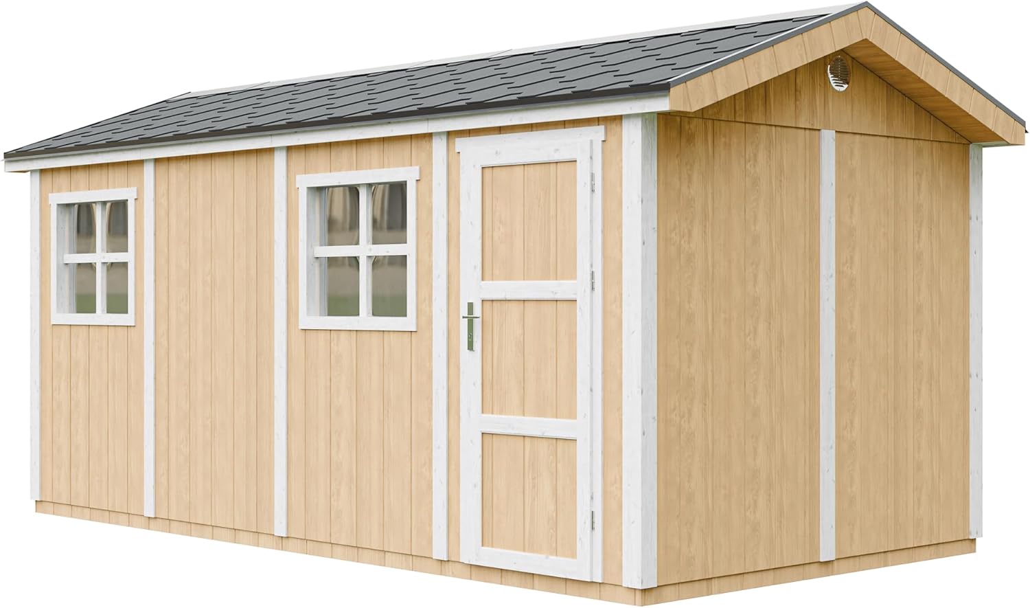 Timbela M915C-Harvest Honey Premium Quality Garden Shed 11.47 m² - Height 252 x 250 x 530 cm - Assembly of LP Smartside Panels - with Floor and Bitumen Tiles