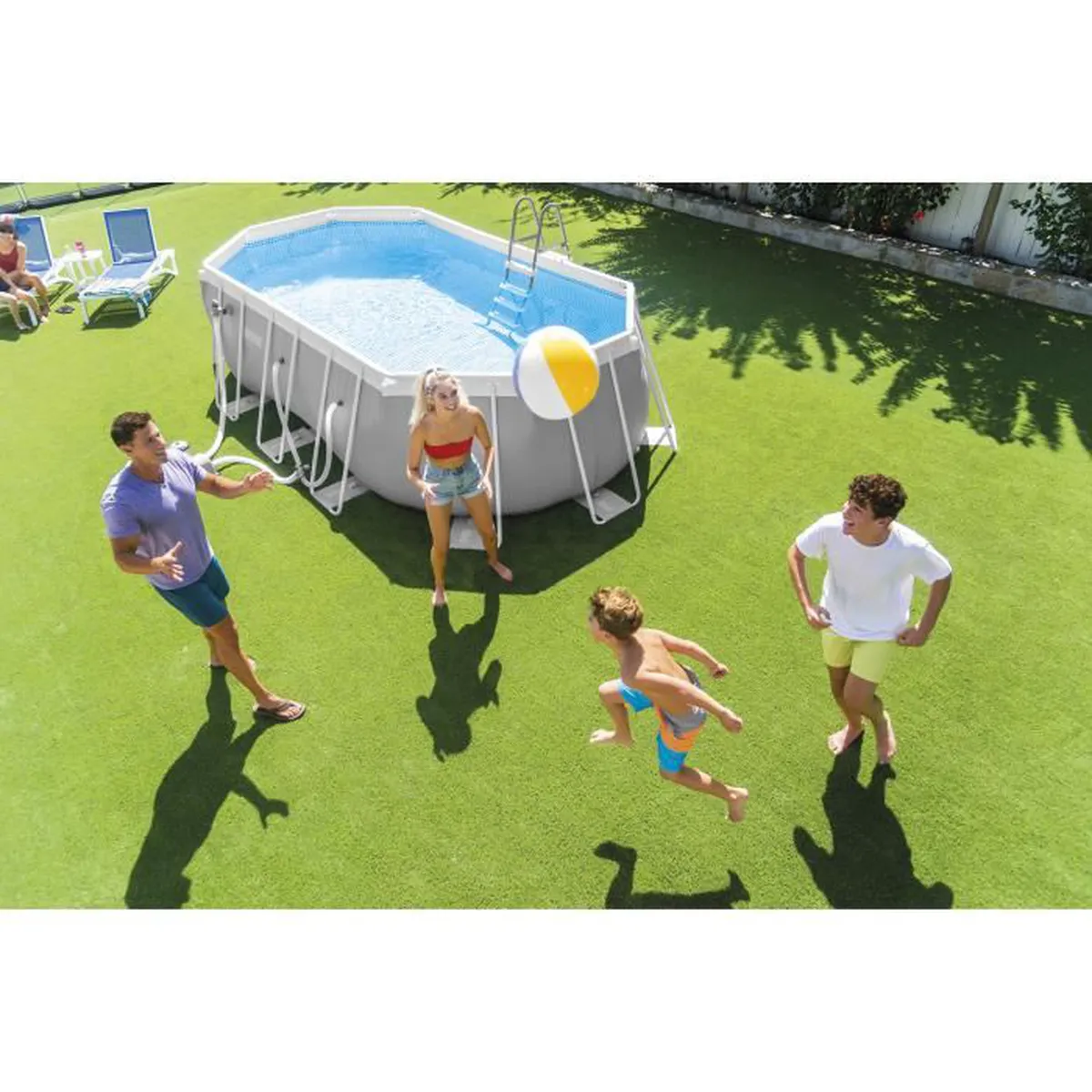 Kit piscine prism frame ovale tubulaire (l)5,03 x (l)2,74 x (h)1,22m et chauffage solaire