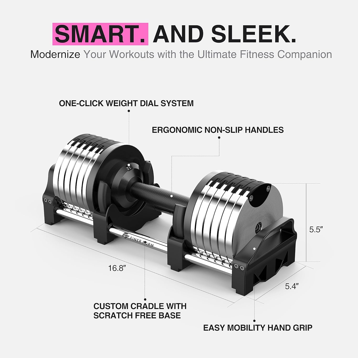Finer Form Adjustable Dumbbells 5-32.5 LBs. Go Up Or Down in 2.5 LB Increments with These Adjustable Weights