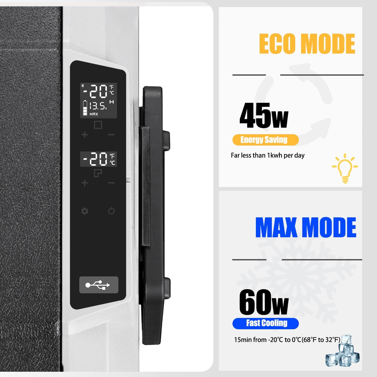 Alpicool T50 50L Compressor Car Refrigerator, Portable Camping Fridge DC 12v Freezer for TruckCampervanRVBoat, -20℃ to 20℃, with USB Socket