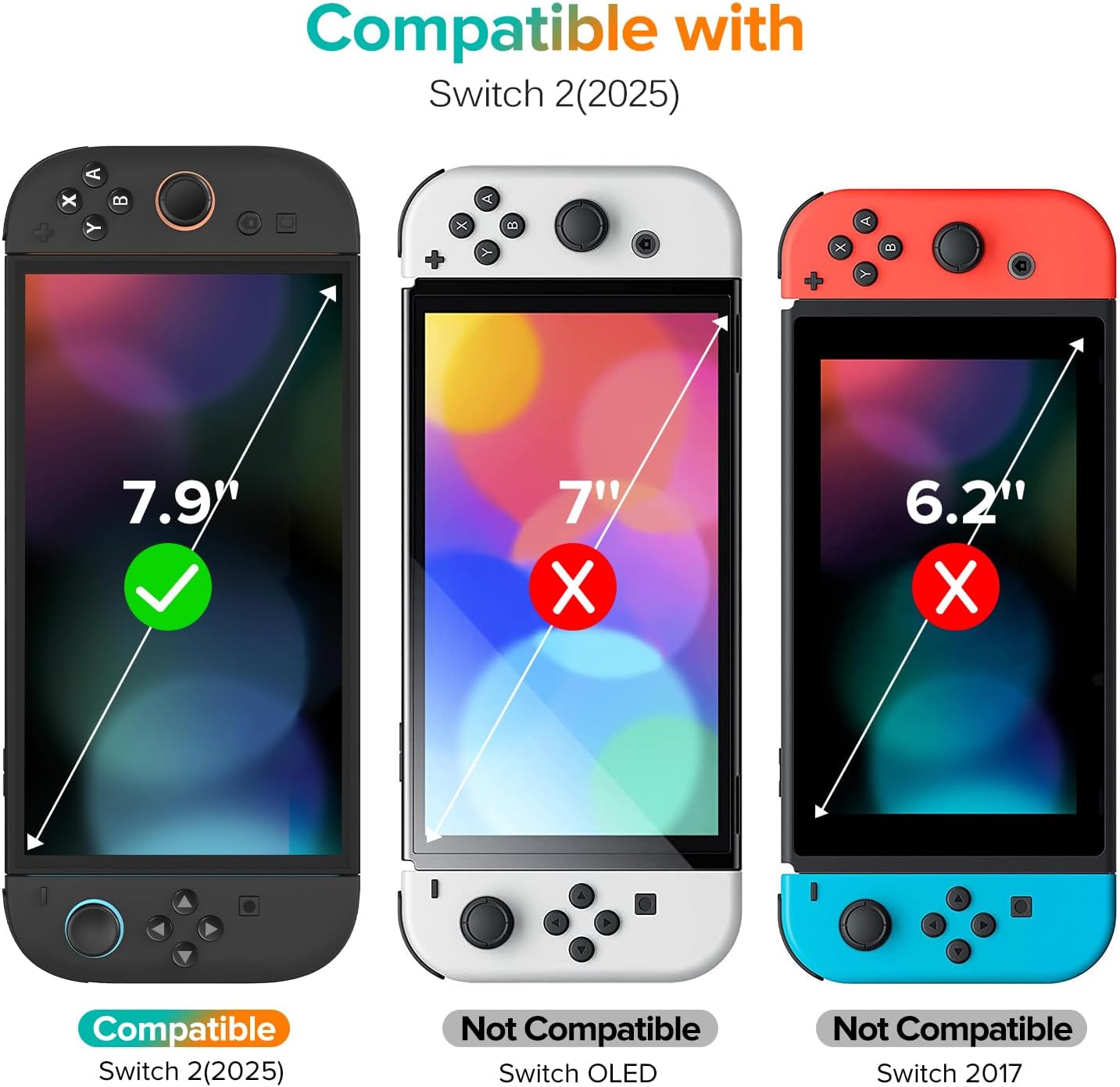 ivoler Pack of 4 Tempered Glass Compatible with Nintendo Switch 2 Model 2025, with Free Installation Kit, Screen Protector Film - 9H Glass - Anti-Scratch - Bubble-Free