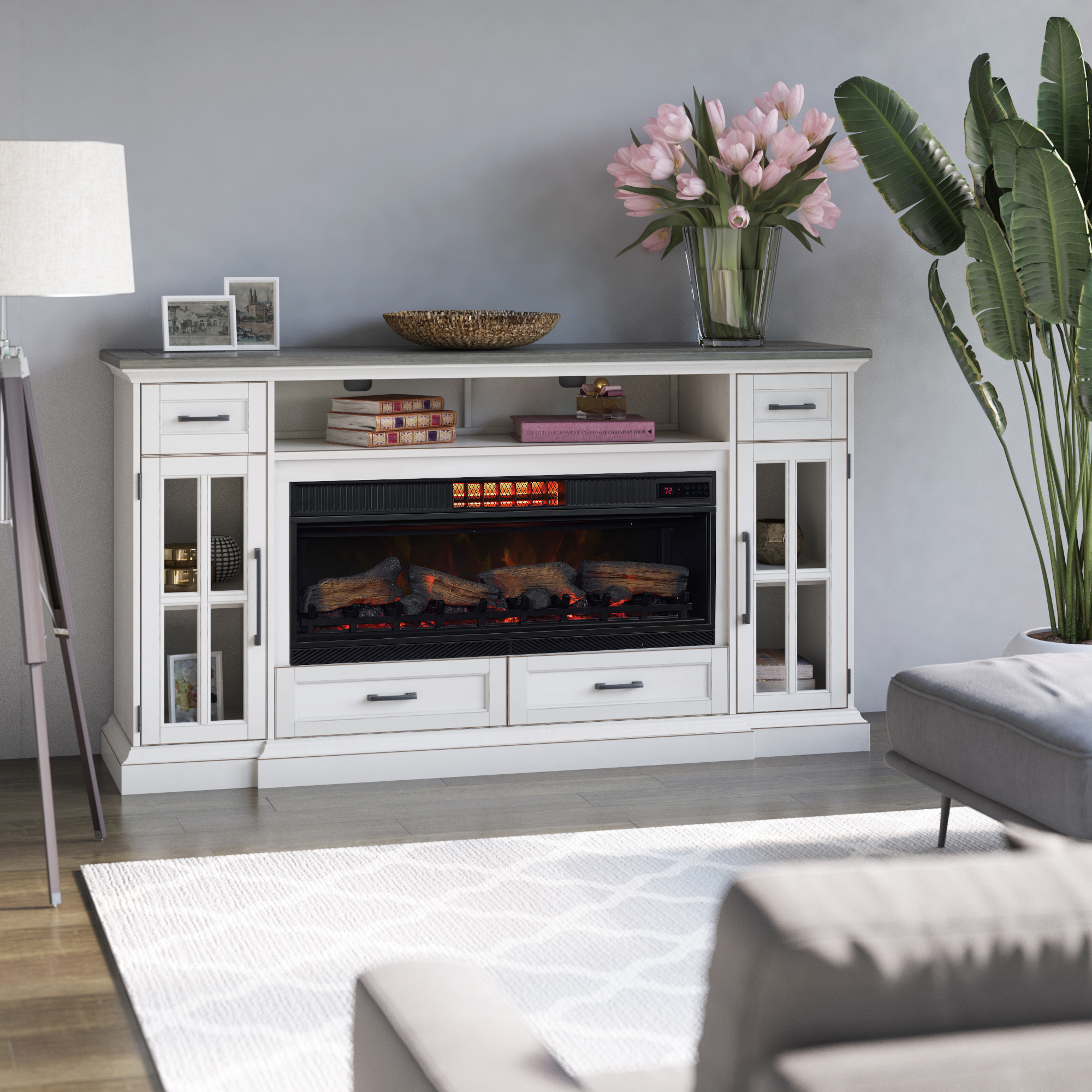 Tresanti ClassicFlame CoolGlow 2-in-1Electric Fireplace and Fan White