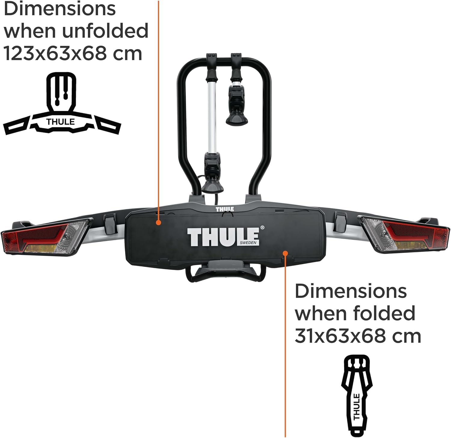 Thule EasyFold XT Bicycle Carrier for Towing Hitch, 2 Bicycles, Black