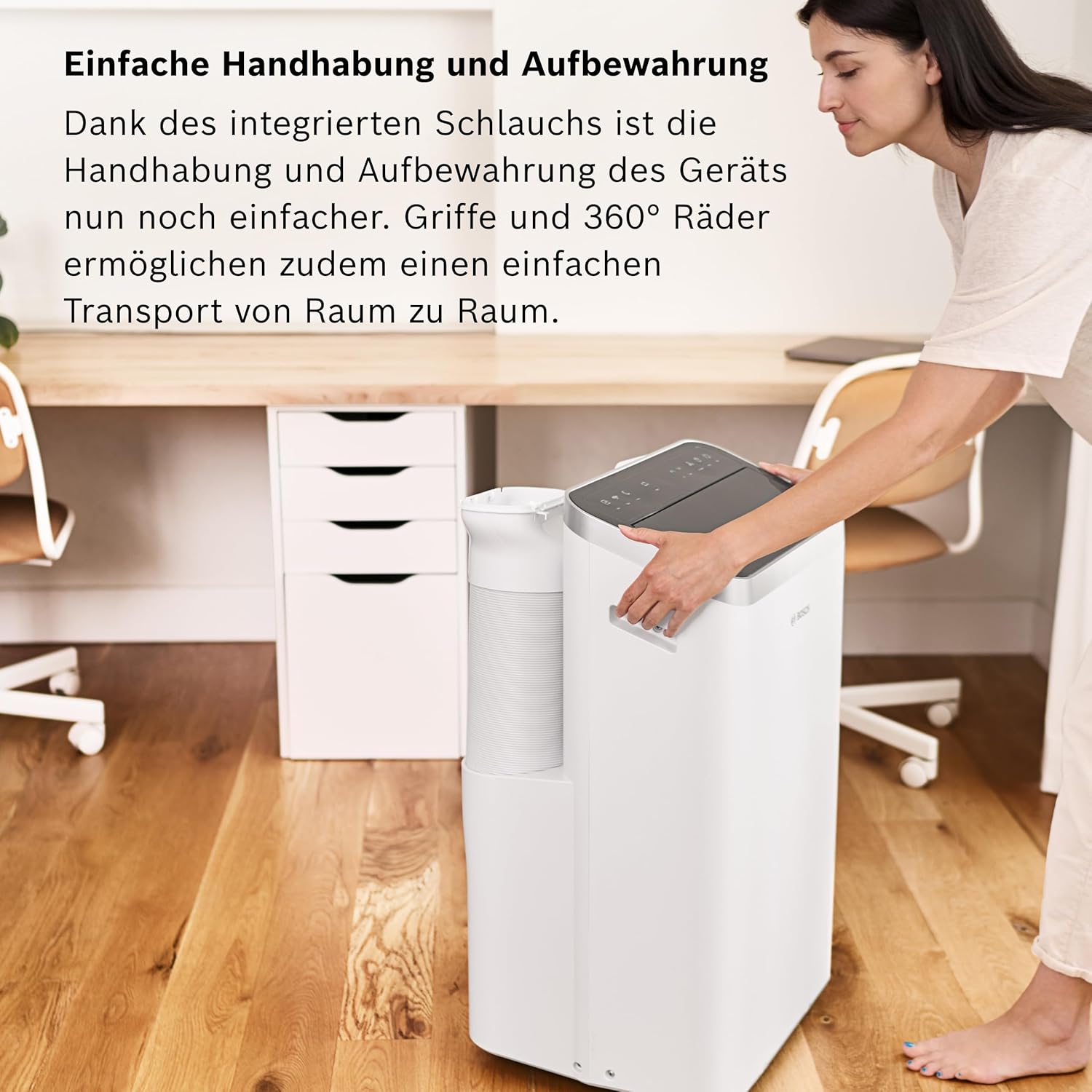 Bosch Cool 5000 Mobile Air Conditioner, 3-in-1 Air Conditioner, Dehumidifier, Fan, 3.4 kW for Rooms up to 46 m², with Auto Mode, Silent Mode and Sleep Mode