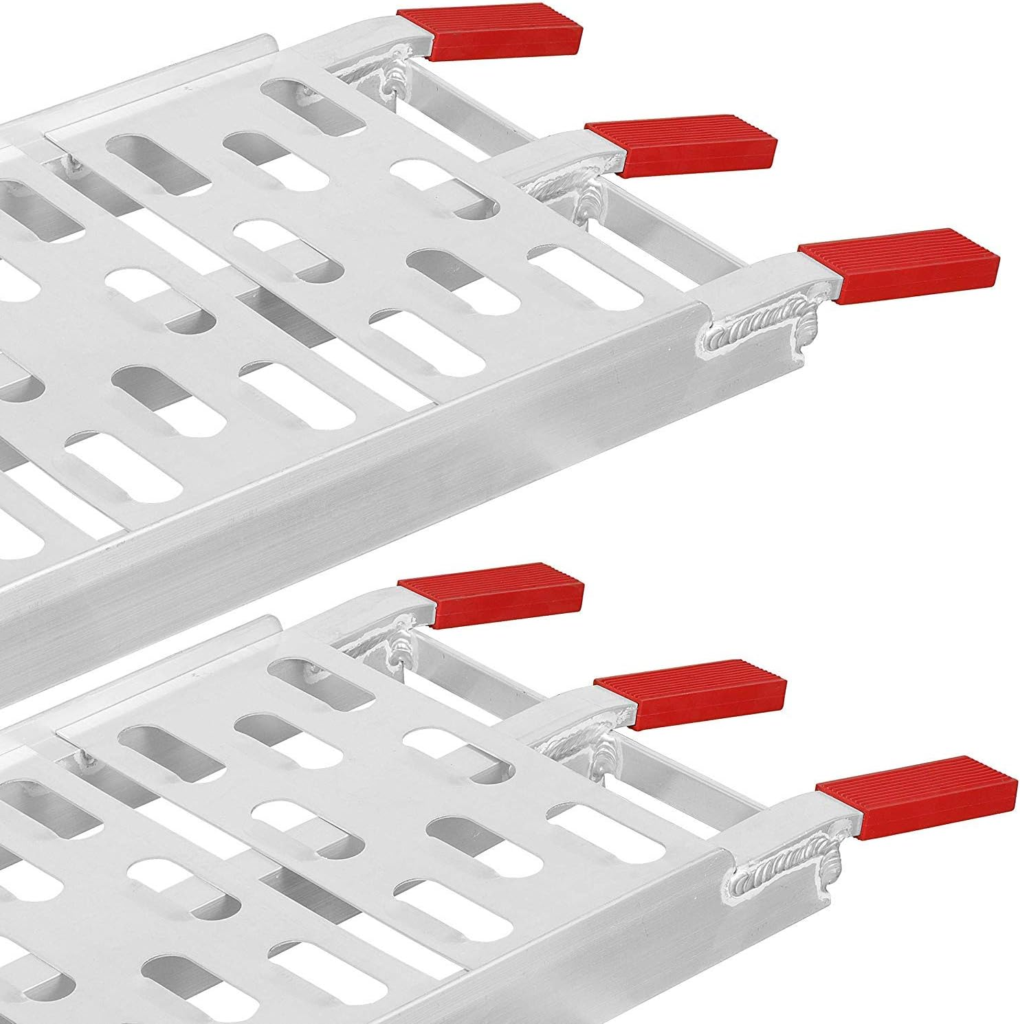 7.5' Folding Truck Ramps Aluminum 2 PC 1500 lbs Capacity Trailer Loading Ramps Trucks w/Straps for ATV UTV Motorcycle Snow Blower Lawn Mower Pickup