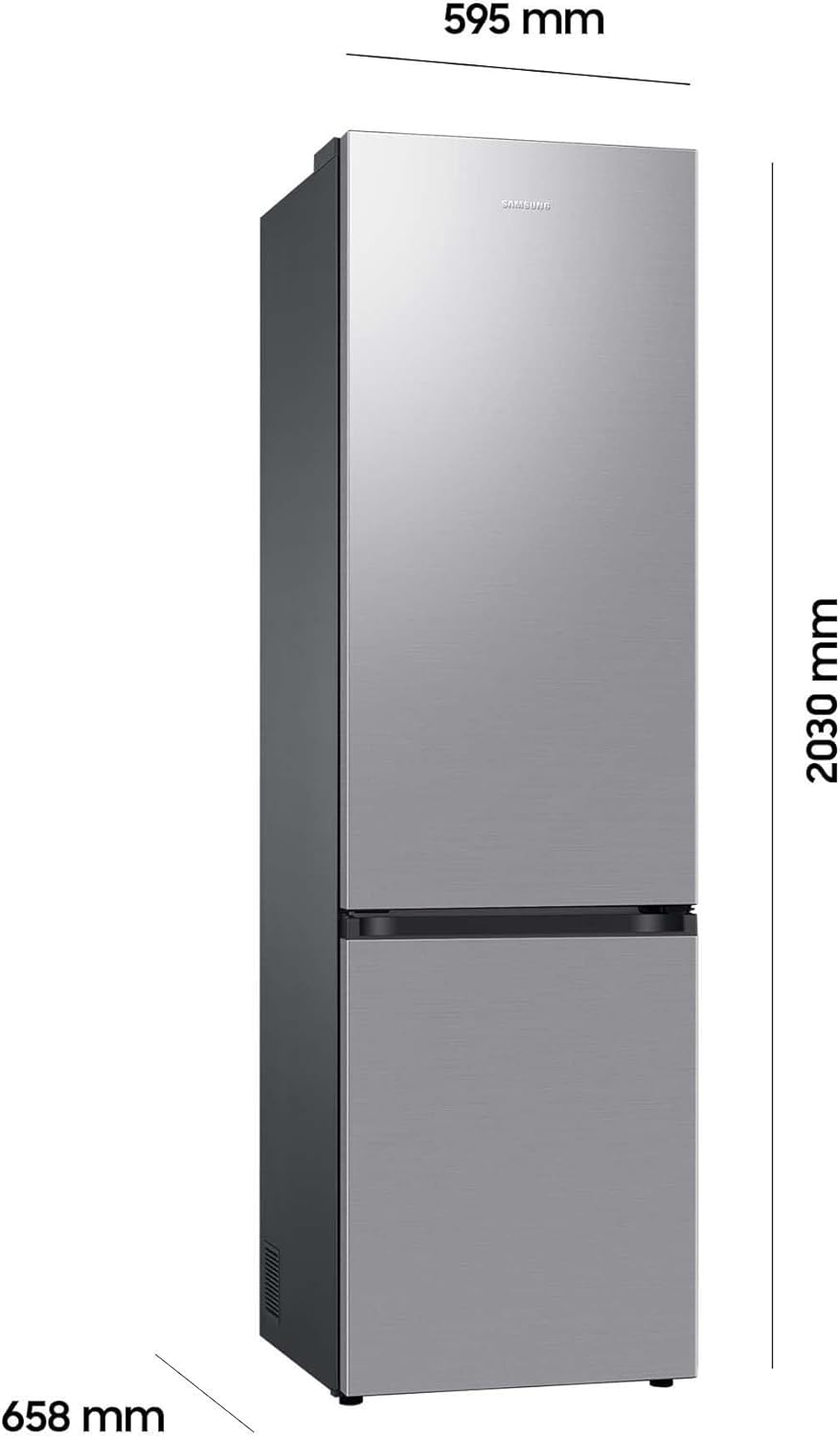 Samsung Fridge-Freezer, Fridge Freezer, 203 cm, 390 L Total Volume, 114 L Freezer, AI Energy Mode, Stainless Steel Look, RL38C600CSA/EG [Energy Class C]