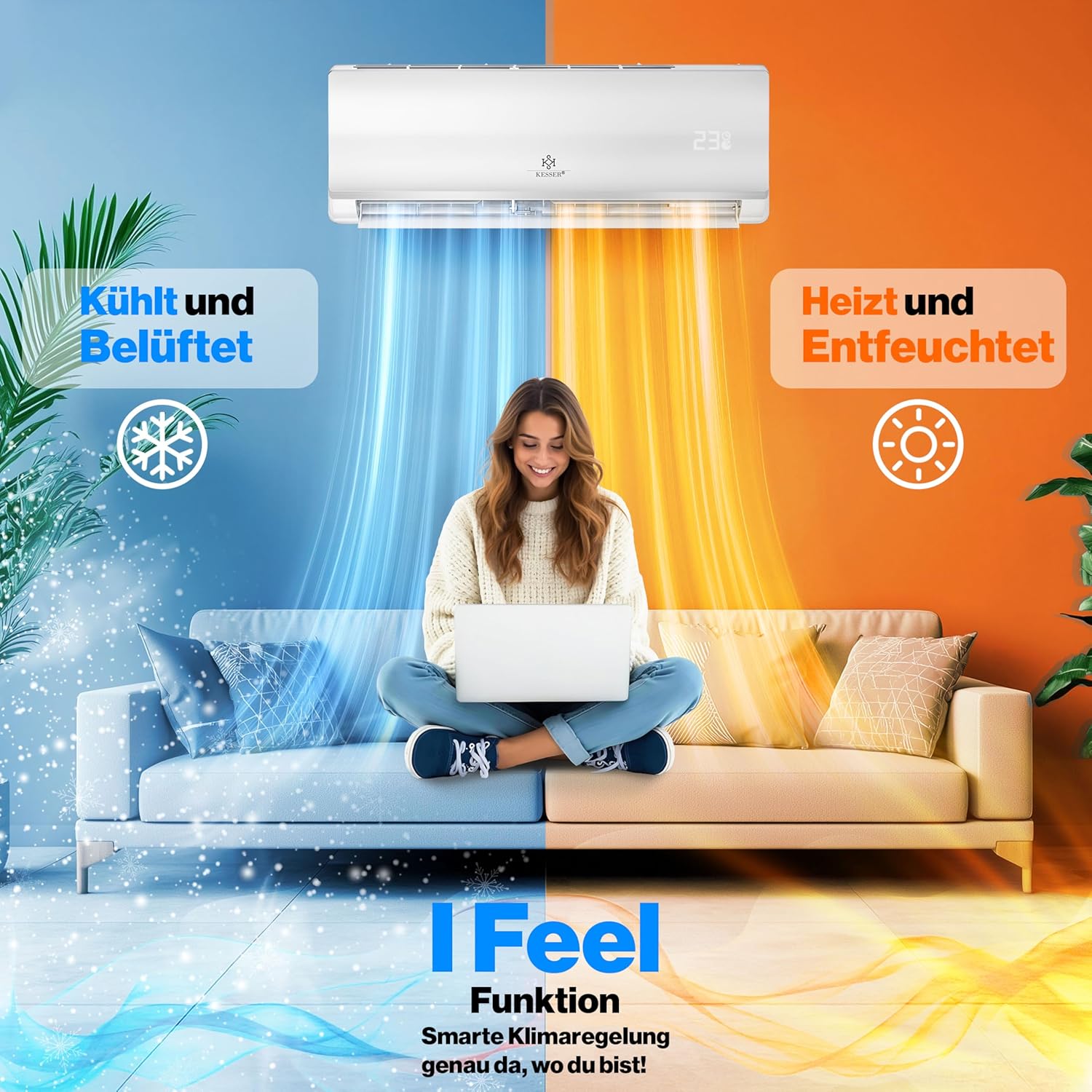 KESSER® Split Air Conditioning Set with WiFi / App Function - Cooling A++ + / Heating A+