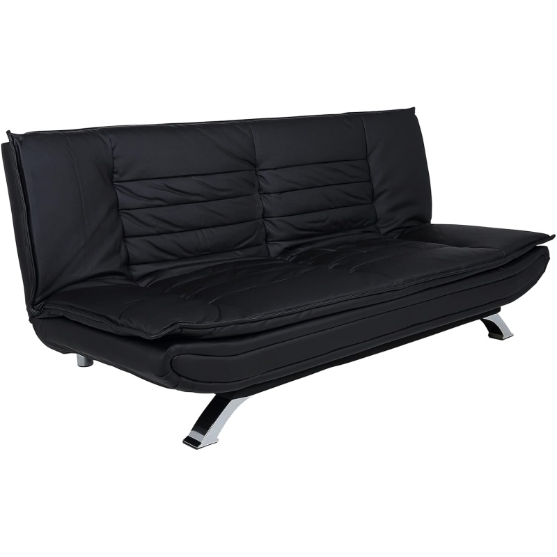 AC Design Furniture Jasper Sofa Bed W: 196 x H: 91 x D: 96 cm, Dark Grey/Black, Fabric/Metal