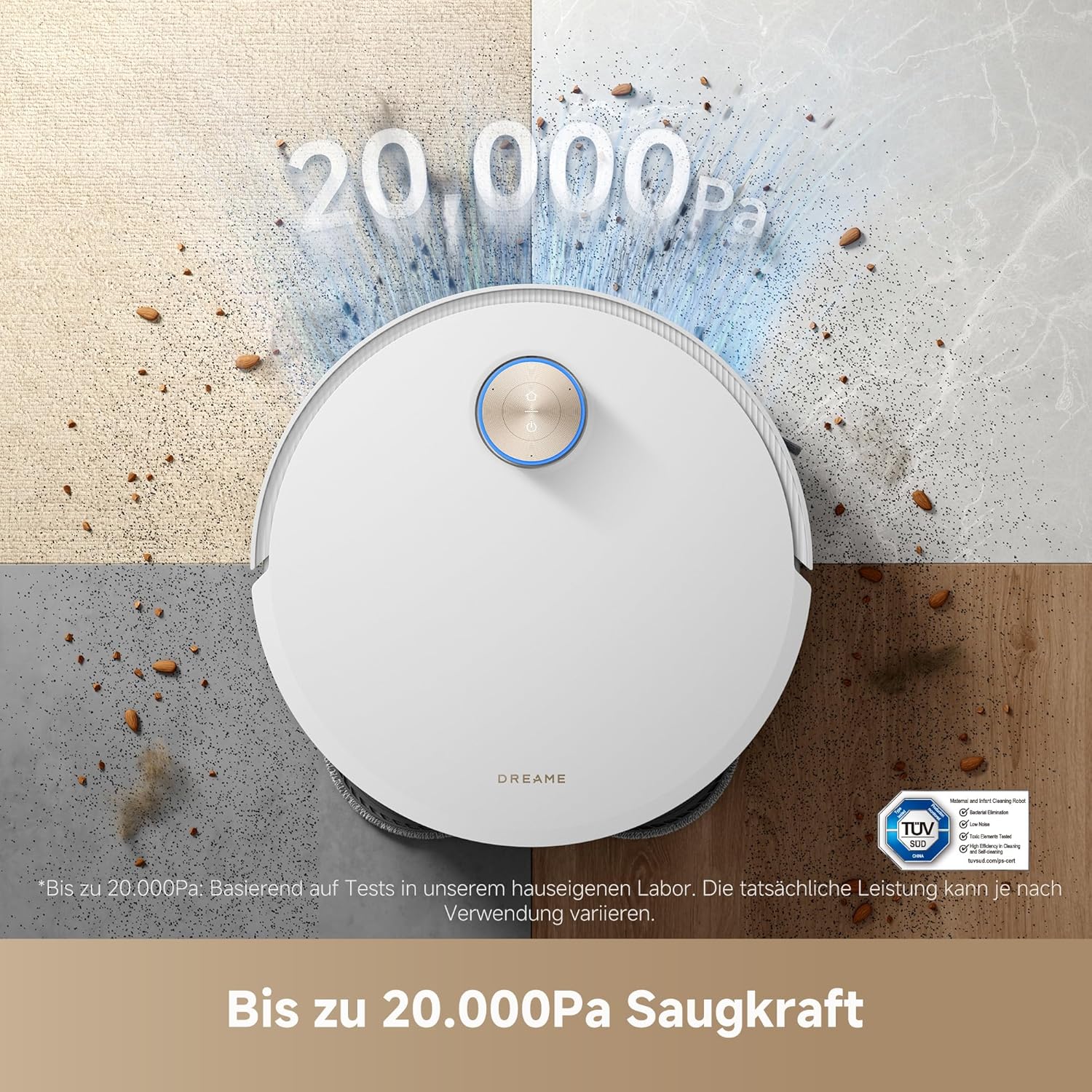 DREAME X50 Ultra Complete Saugroboter mit Wischfunktion,20.000Pa Saugkraft,6 cm Hindernisfreiheit, mit Wischfunktion&Hebarem Wischmopp,KI-Hindernisvermeidung und 360° Navigation