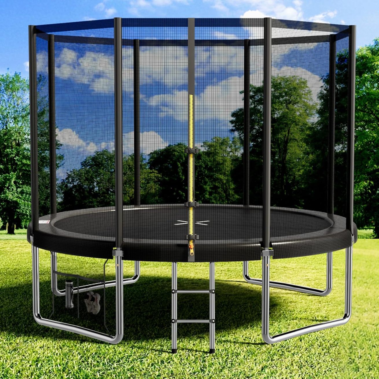 Devoko trampoline outdoor Ø 305 cm indoor trampoline children's garden trampoline, complete set with shoe net, ladder, edge cover, safety net, load capacity 150 kg