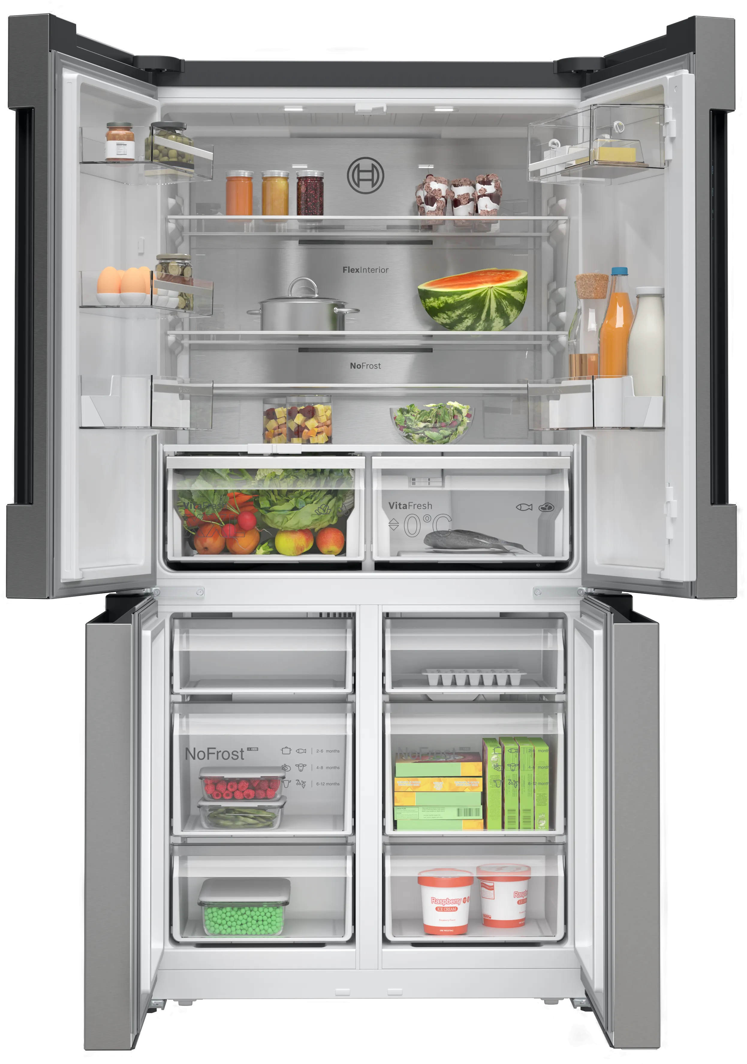 Bosch Serie 4 Kühl-Gefrier-Kombination, mehrtürig 183 x 90.5 cm Inox, Total No Frost