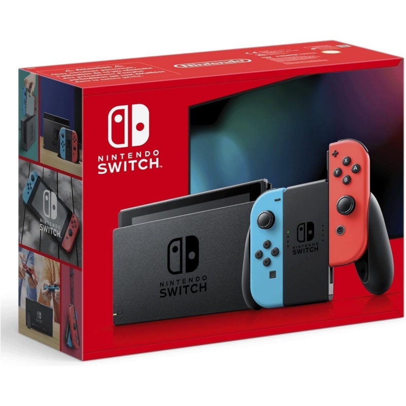Nintendo Switch Console with Neon Blue and Neon Red Joy-Con