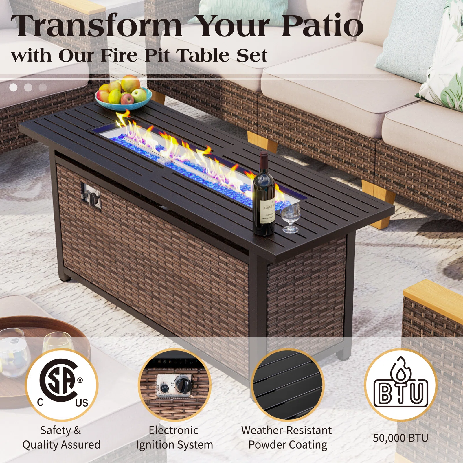 Wicker 9 - Person Garden Lounge Set with Cushions