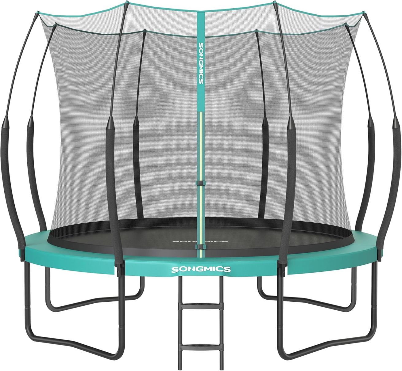SONGMICS Springless Trampoline Ø 244 cm, Outdoor Trampoline for Children, Elastic Ropes, Zippered Safety Net, Fiberglass Poles, Safe, Quiet