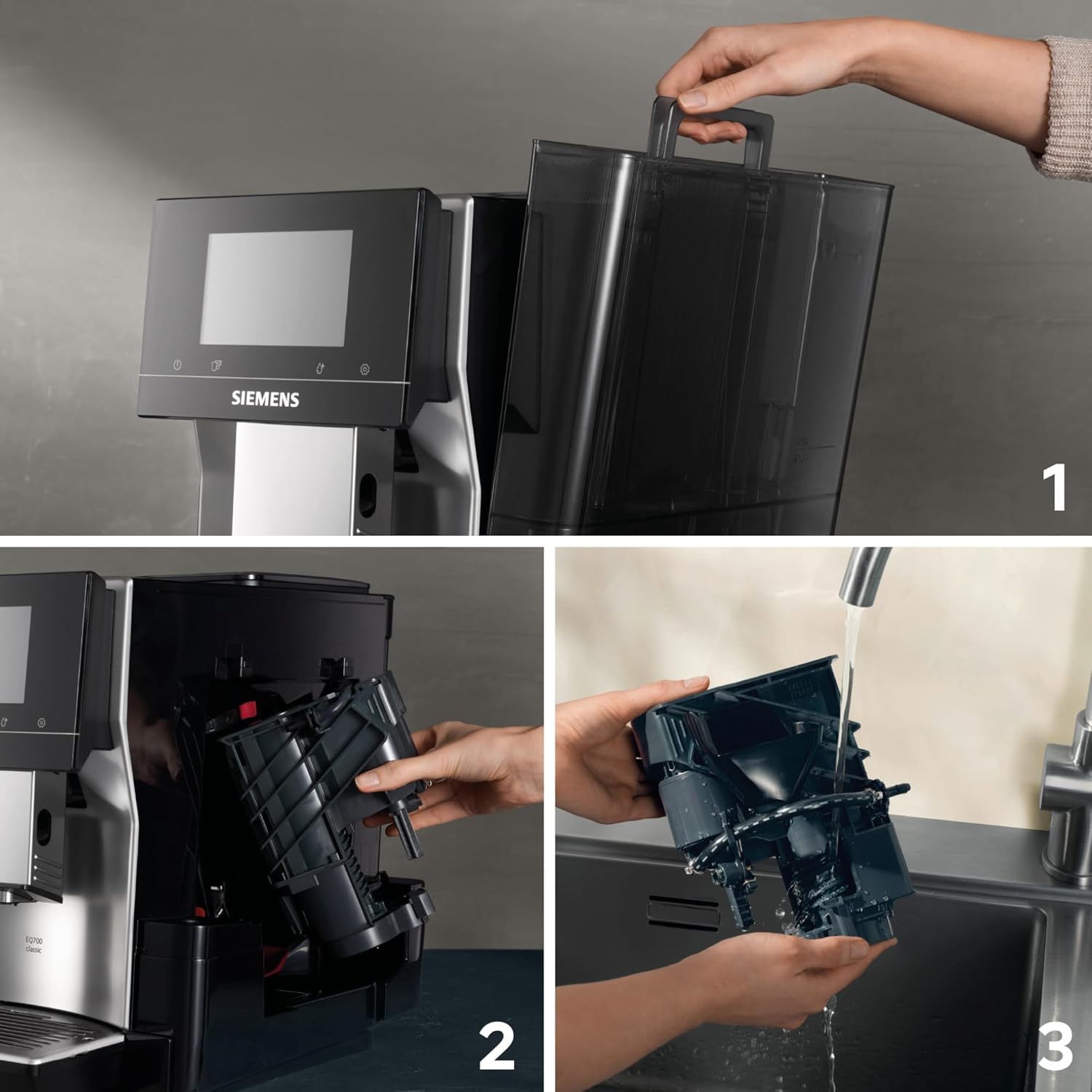 Siemens EQ700 Classic TP715D01 Fully Automatic Coffee Machine, App Control, Cold Brew, Intuitive Full-Touch Display, Up to 10 Individual Coffee Creations as Favourites, Automatic Steam Cleaning, 1500